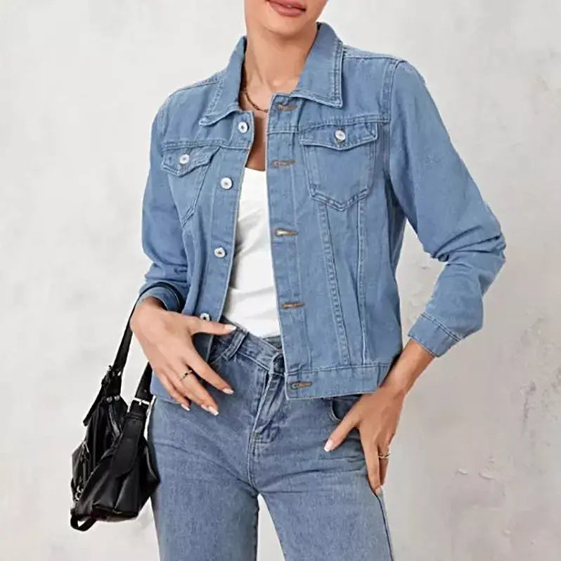 Button Up Long Sleeve Denim Jacket -