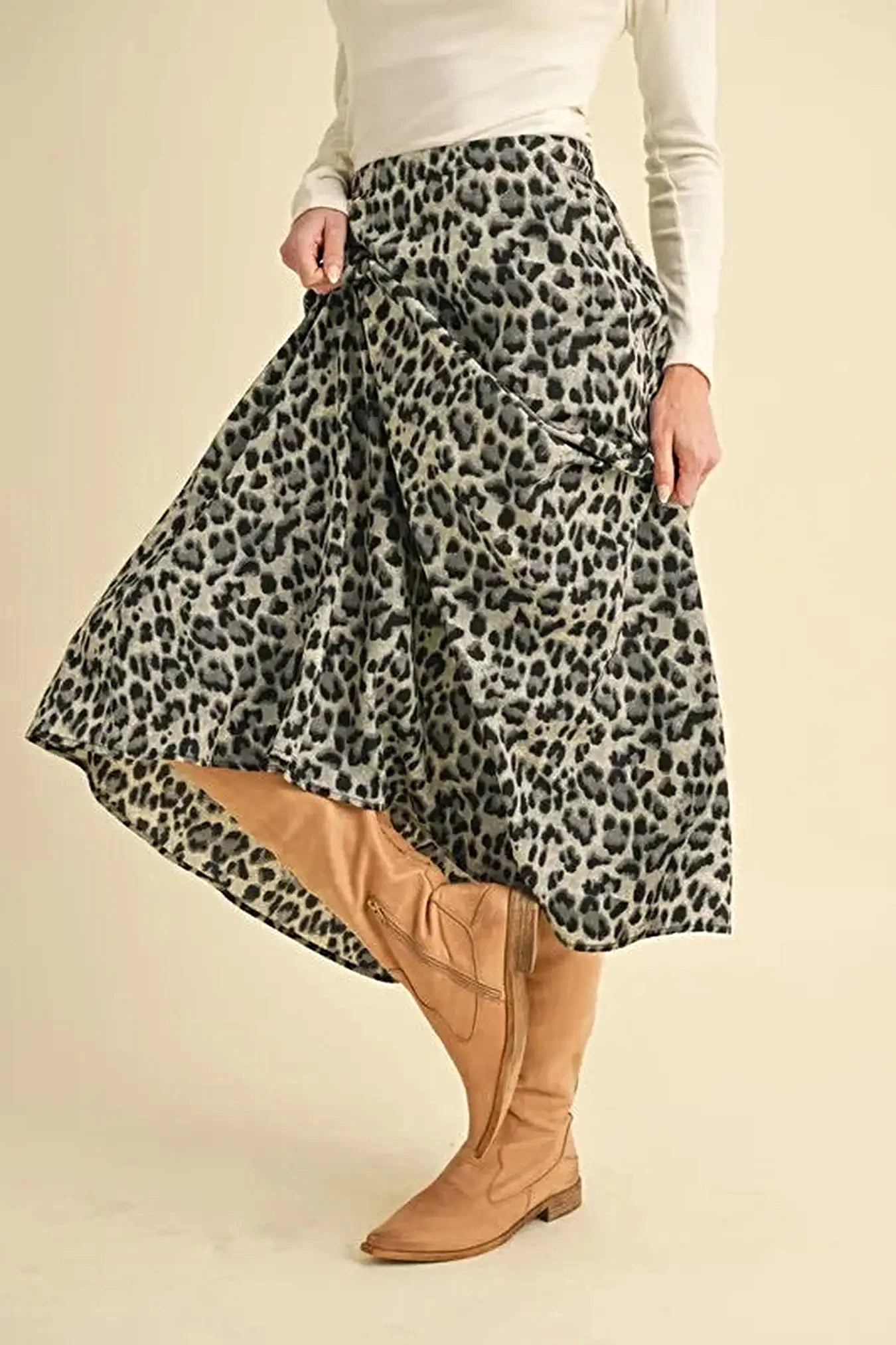 Aemi+Co Leopard Midi Skirt -