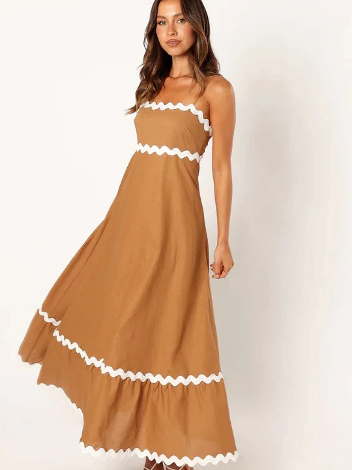 Elegant Spaghetti Strap Maxi Dress in Luxe Opaque Fabric – Perfect for Summer Events Trendsi