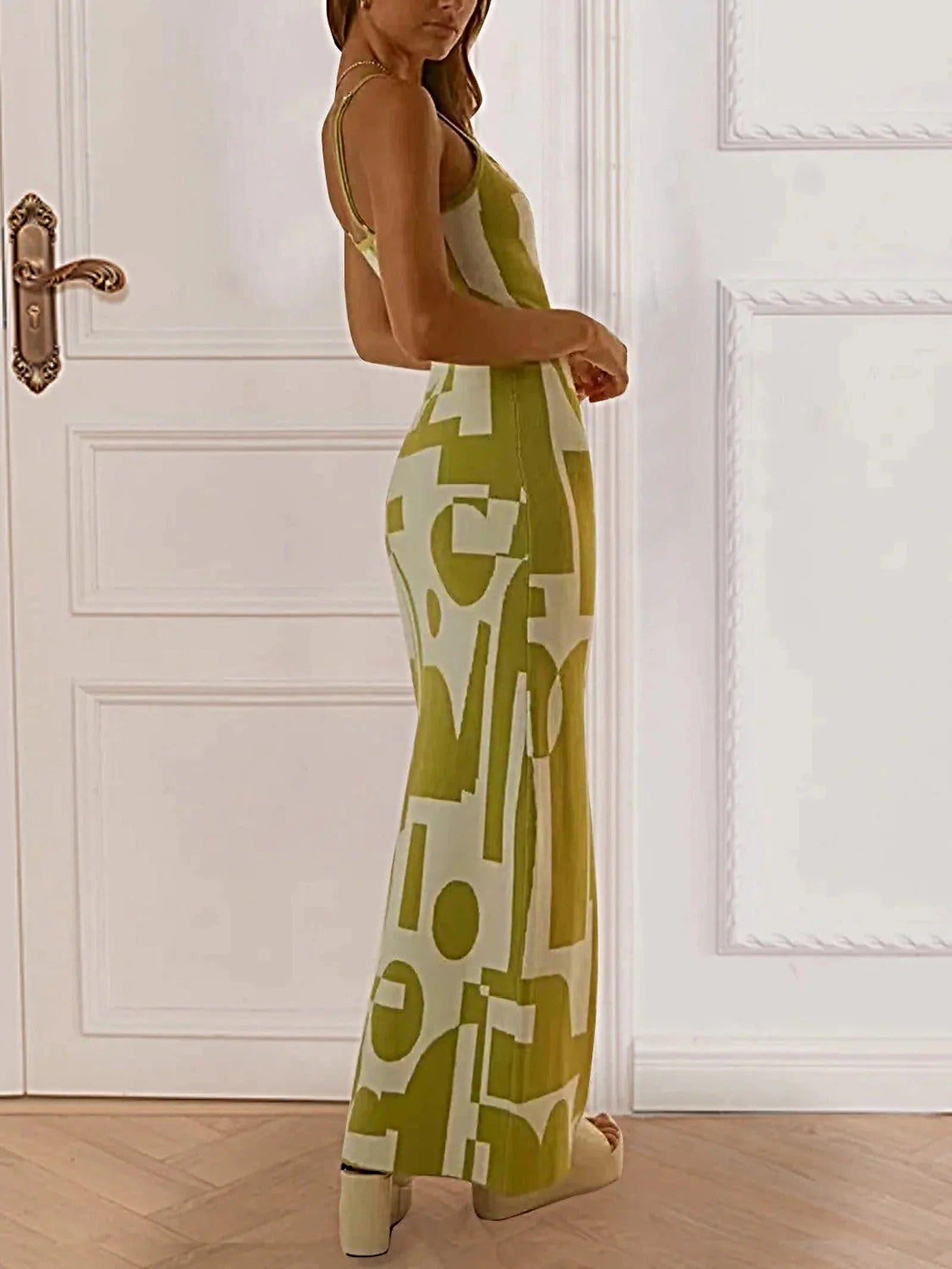 Spaghetti Strap Maxi Sweater Dress - Highly Stretchy, 100% Polyester, Machine Washable -