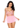 Elegant Moments 44169  Embroidered lace and mesh babydoll with underwire cups,