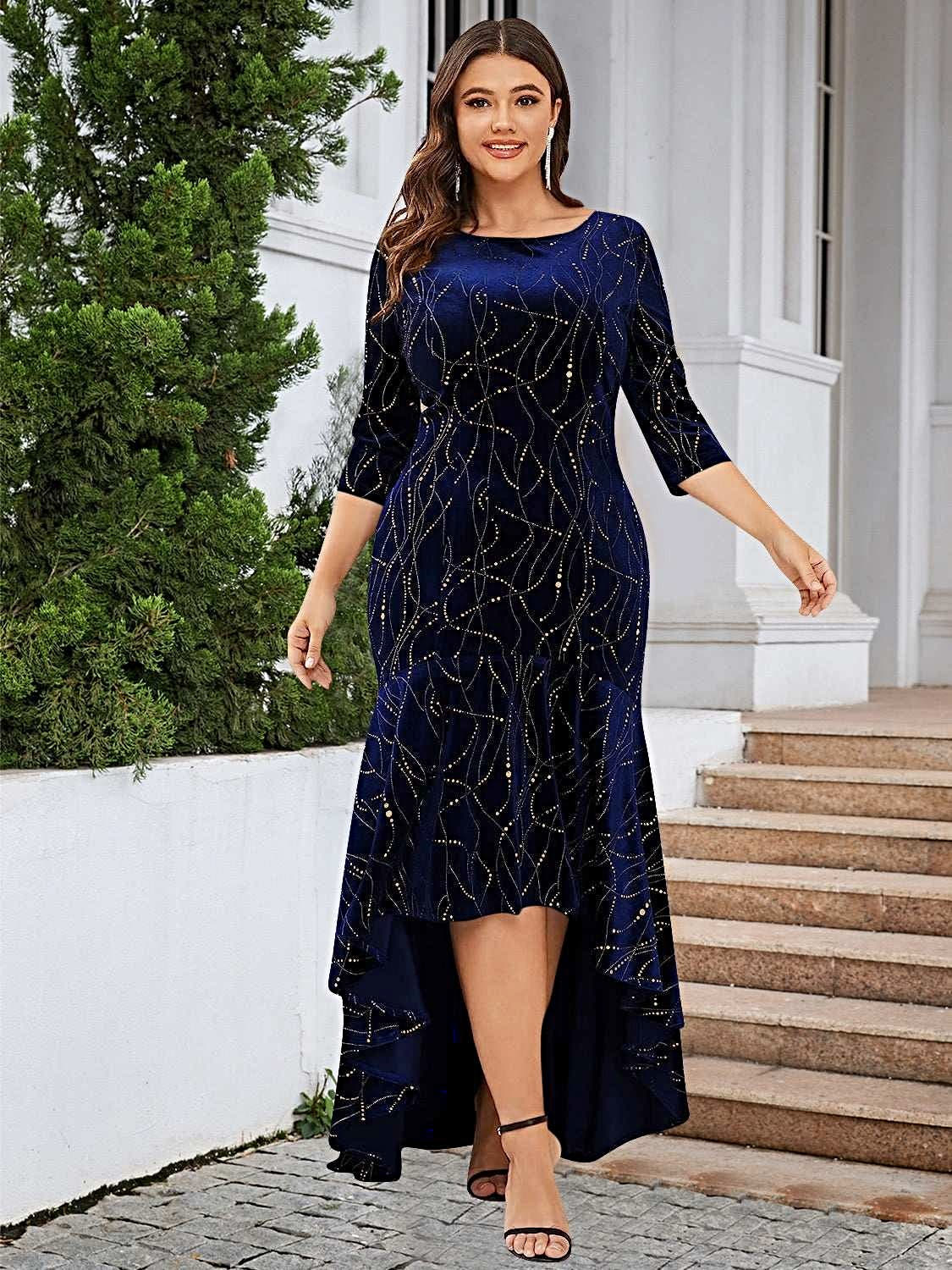 Plus Size Ruffle Hem High-Low Dress -