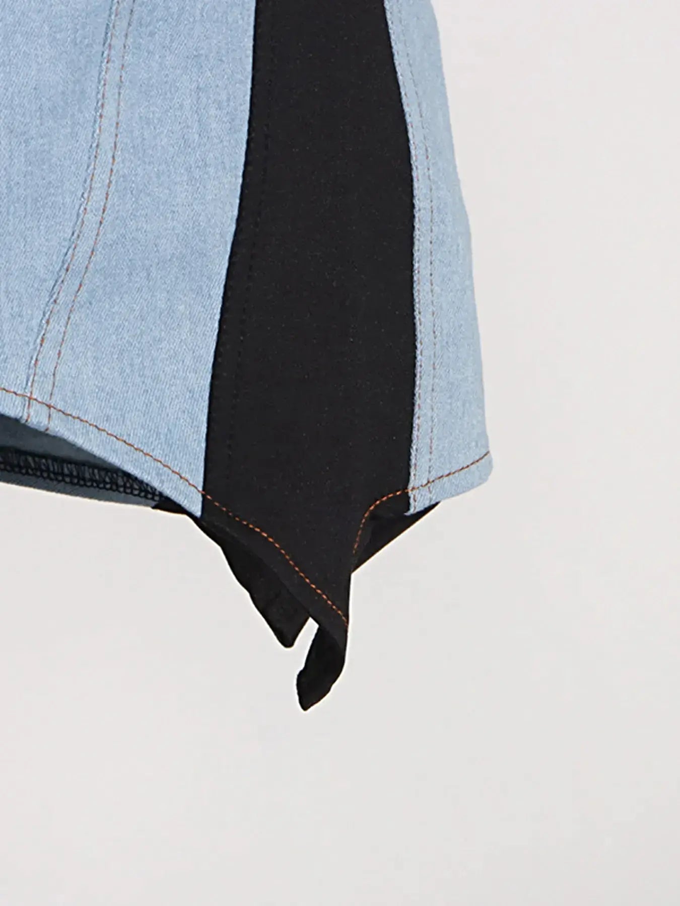 Contrast Adjustable Strap Denim Dress -