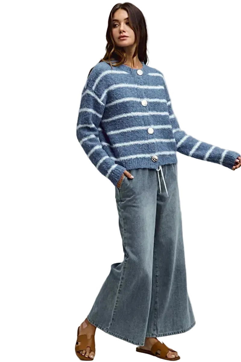 SO ME Mid Rise Elastic Waist Flare Denim Jeans -