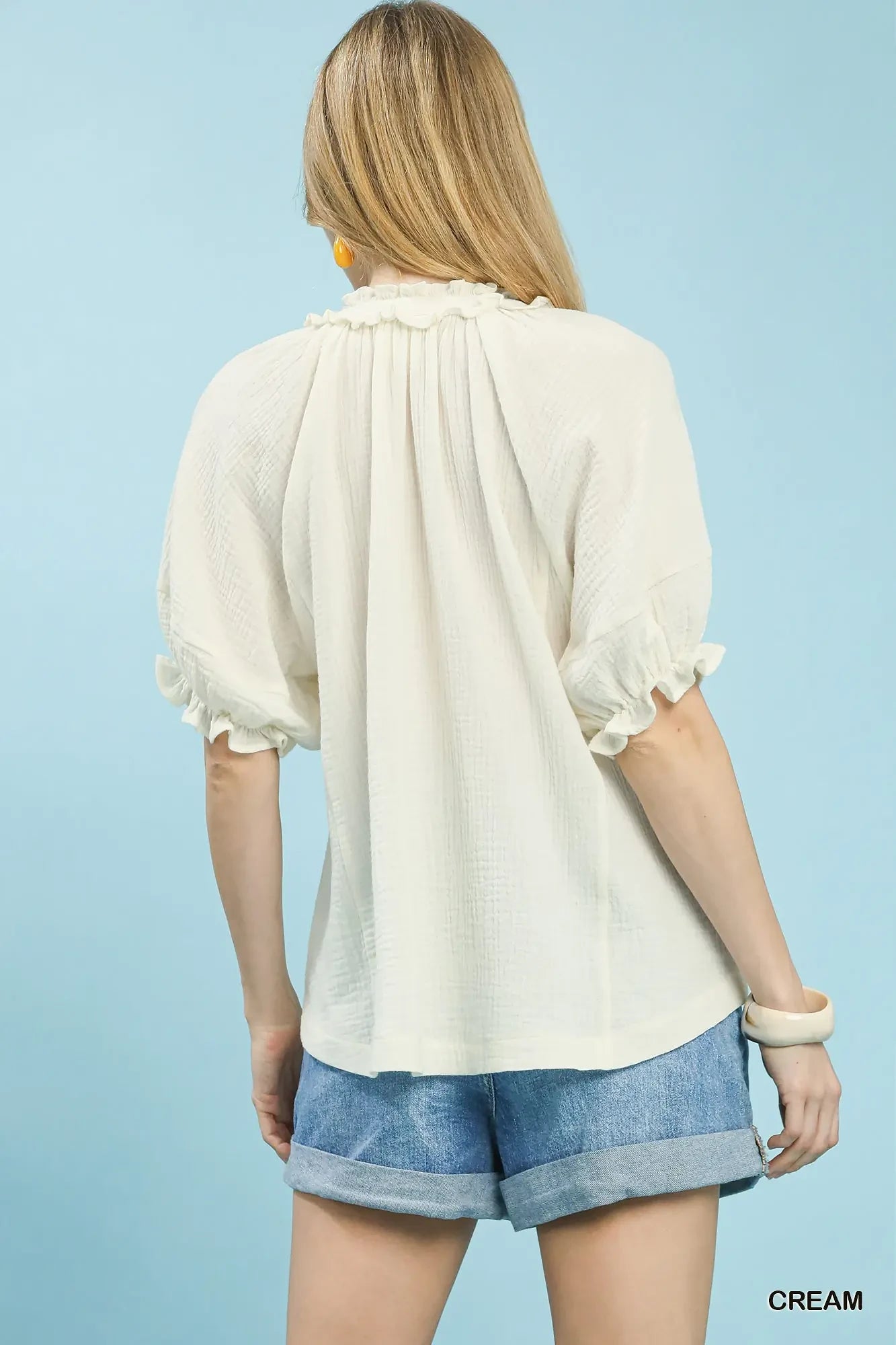 Umgee Cotton Gauze Ruffle Top -