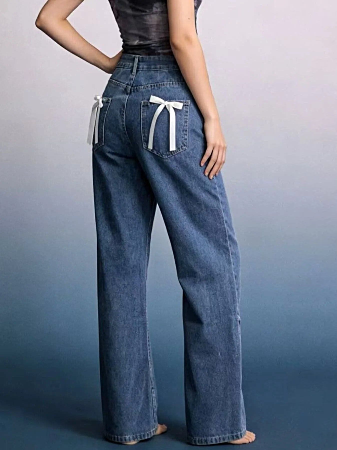 Bow Back Wide Leg Jeans -