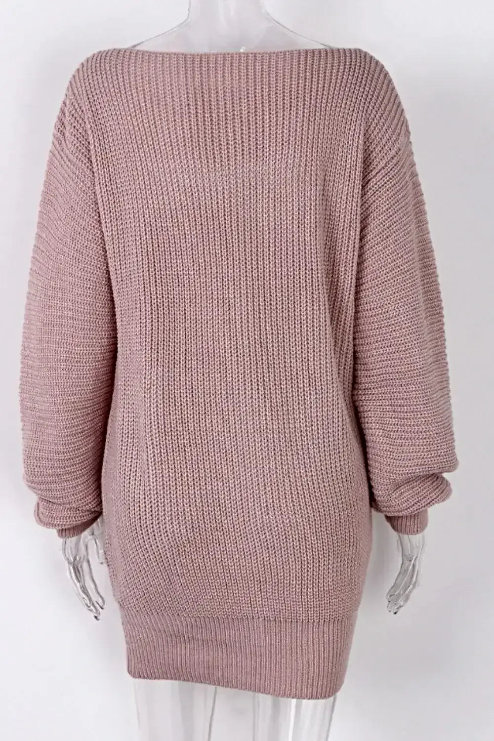 Boat Neck Long Sleeve Mini Sweater Dress -