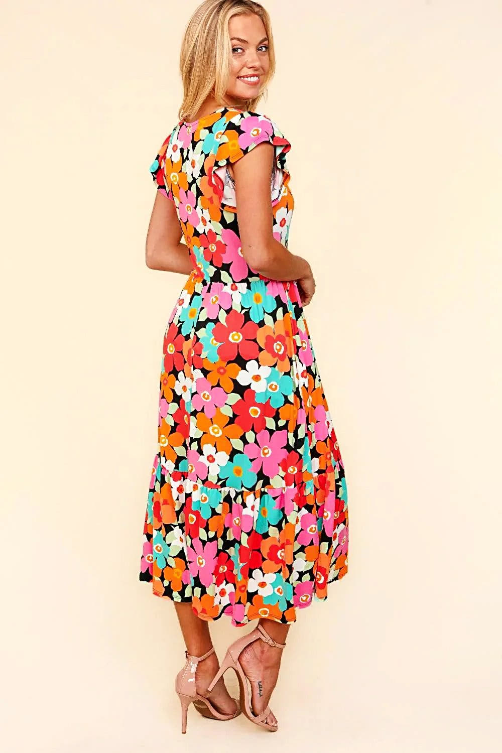 Haptics Floral Midi Dress with Side Pockets -