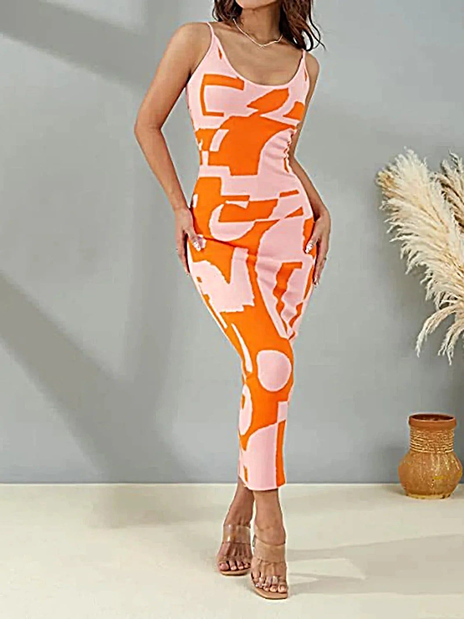 Spaghetti Strap Maxi Sweater Dress - Highly Stretchy, 100% Polyester, Machine Washable -