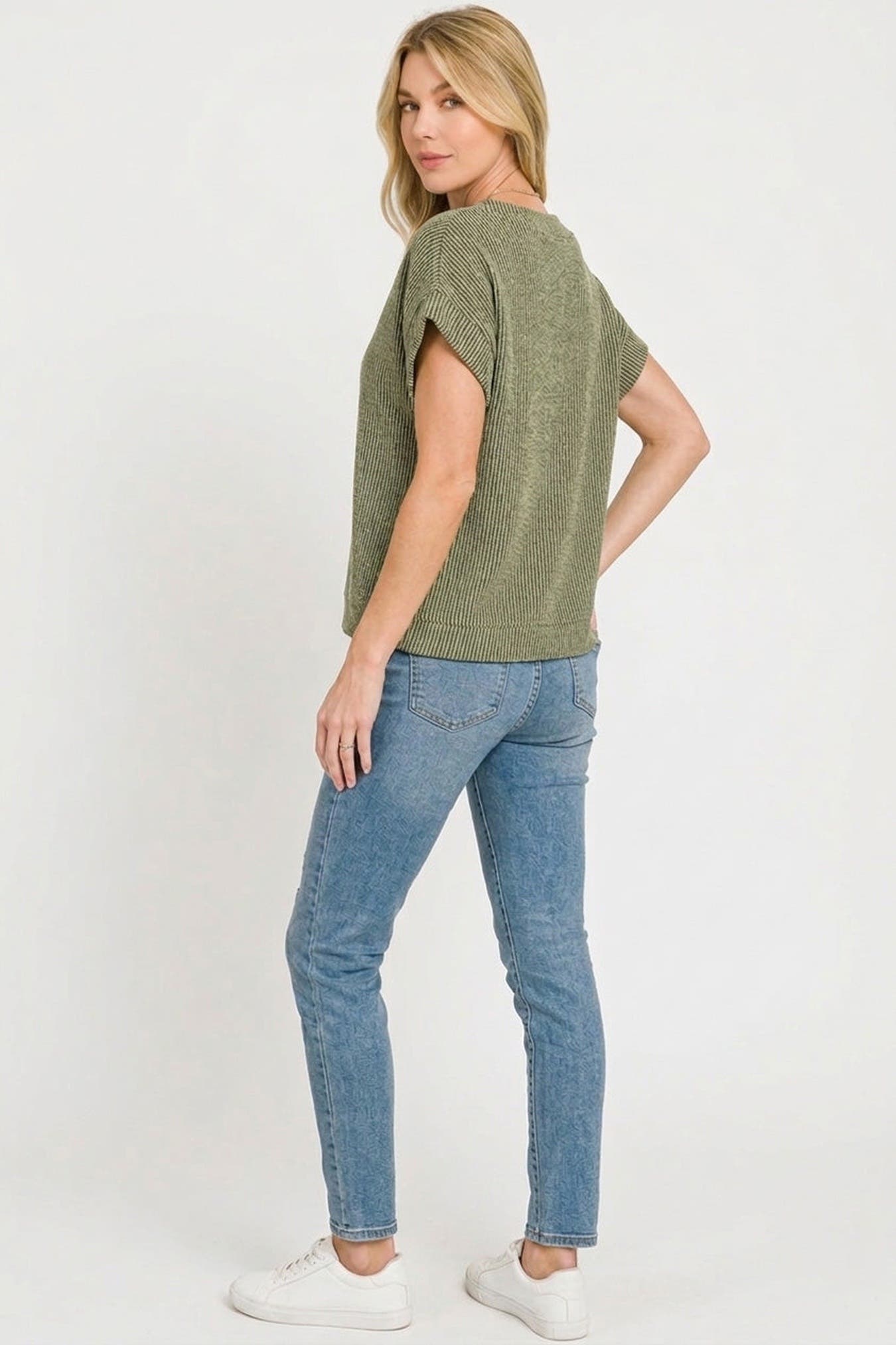 Zenana Raised Rib Cap Sleeve Top -