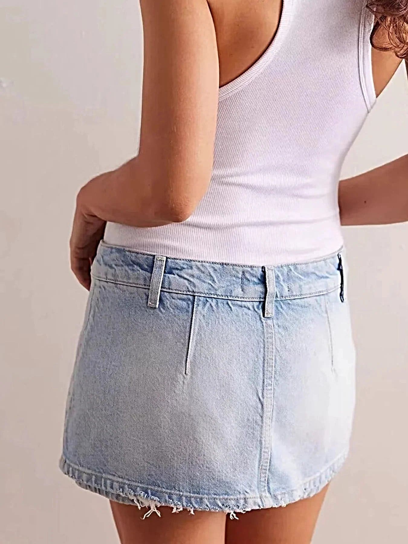 Classic Wash Denim Mini Skort -