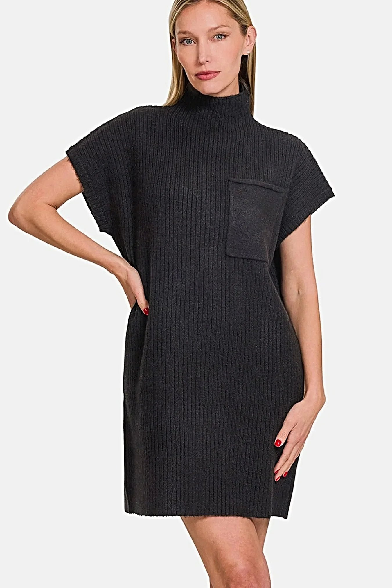 Zenana Short Sleeve Sweater Mini Dress -