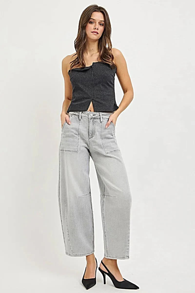 RISEN Slouchy Cropped Barrel Jeans -