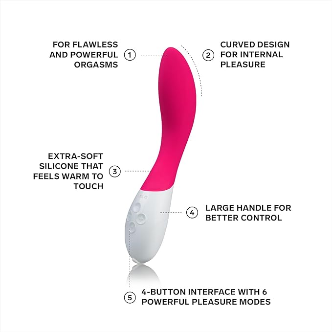 Close-up of the LELO Mona 2 G-Spot Vibrator, highlighting its luxurious body-safe silicone finish and six powerful stimulation modes.