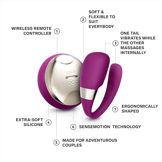 LELO Tiani 3 Remote Controlled Couples Massager for Dual Stimulation in Deep Rose, showcasing its elegant design and luxurious color, perfect for enhancing intimate experiences.