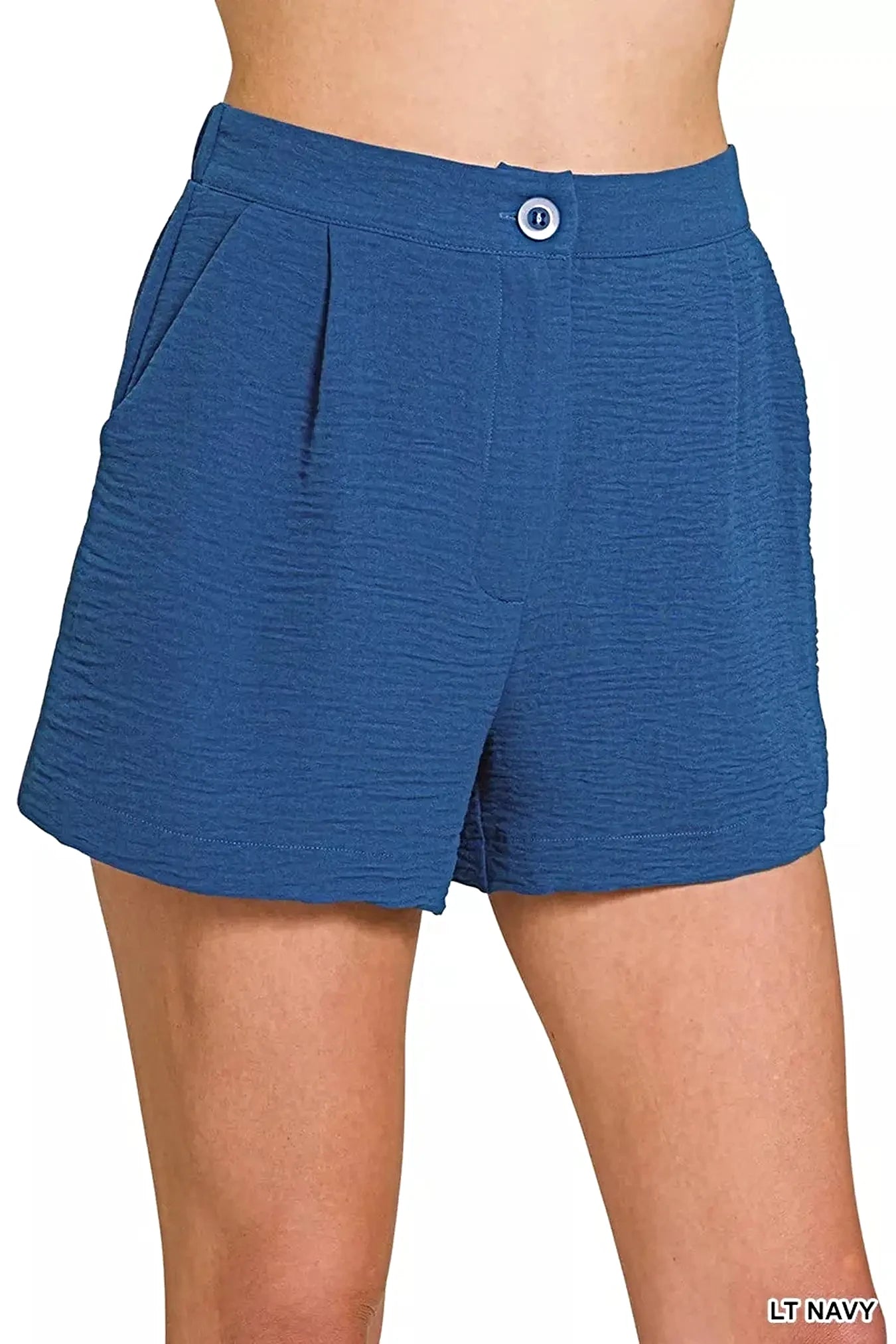 Zenana Woven Airflow Back Elastic Waist Shorts -