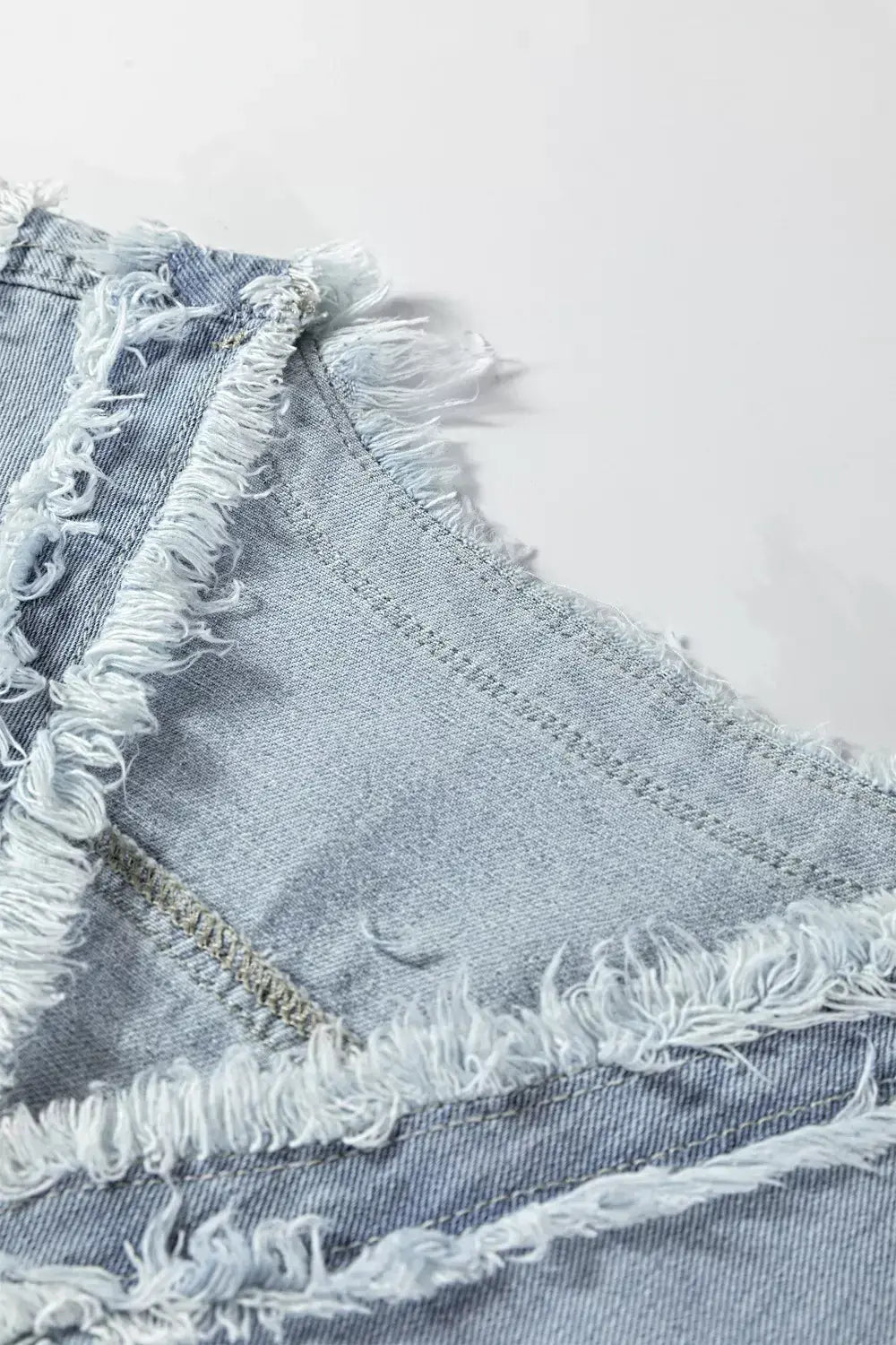 Frayed Edge Flap Pockets Denim Vest Jacket -