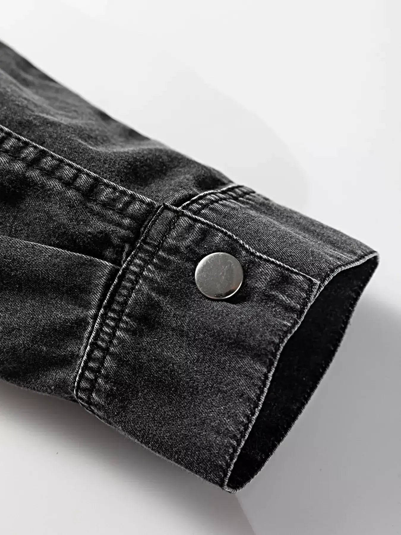 Chest Pocket Raw Hem Denim Loose Shirt Dress -