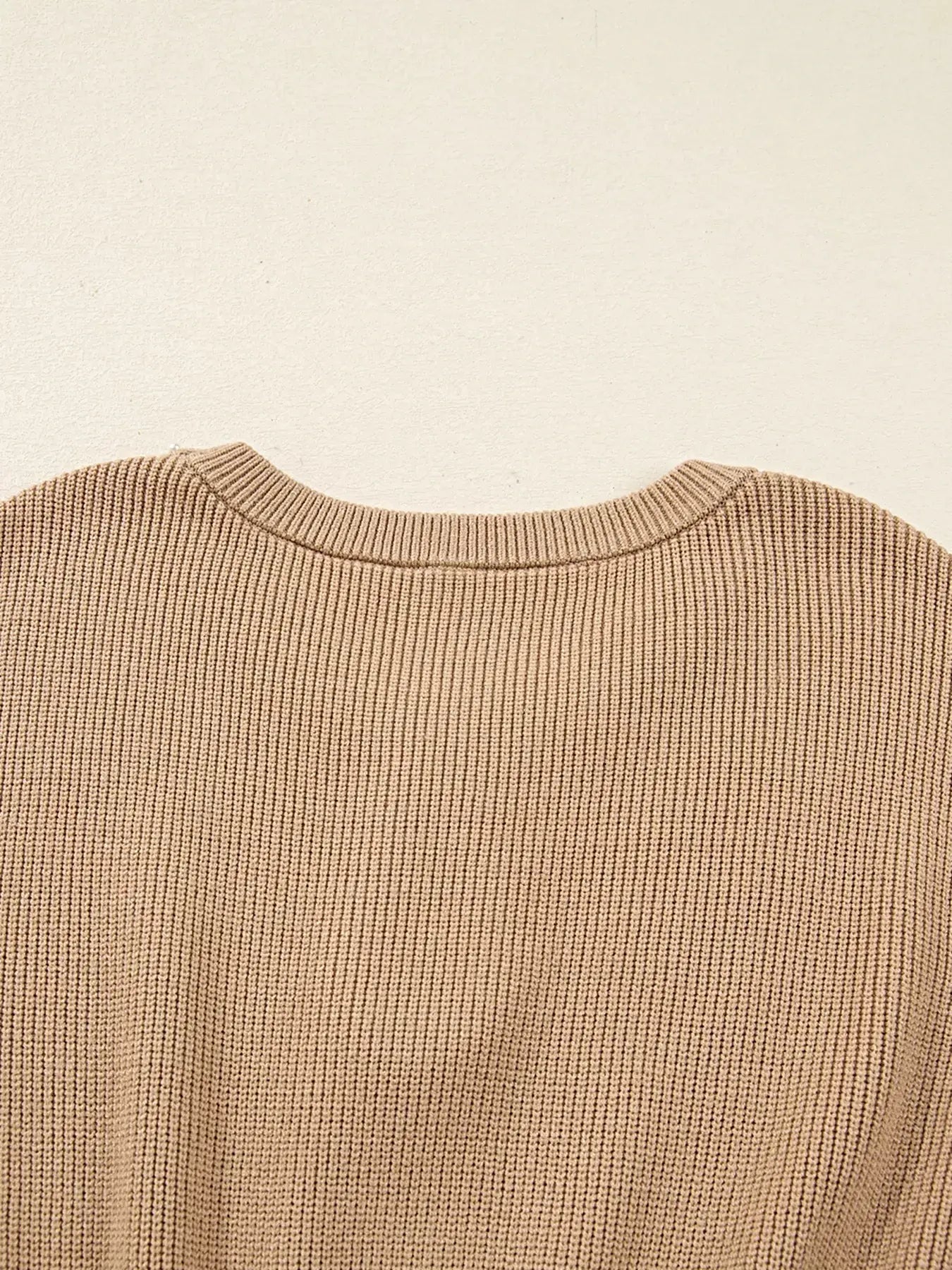 Pearl Embellished Keyhole Ribbed Sweater Dress -