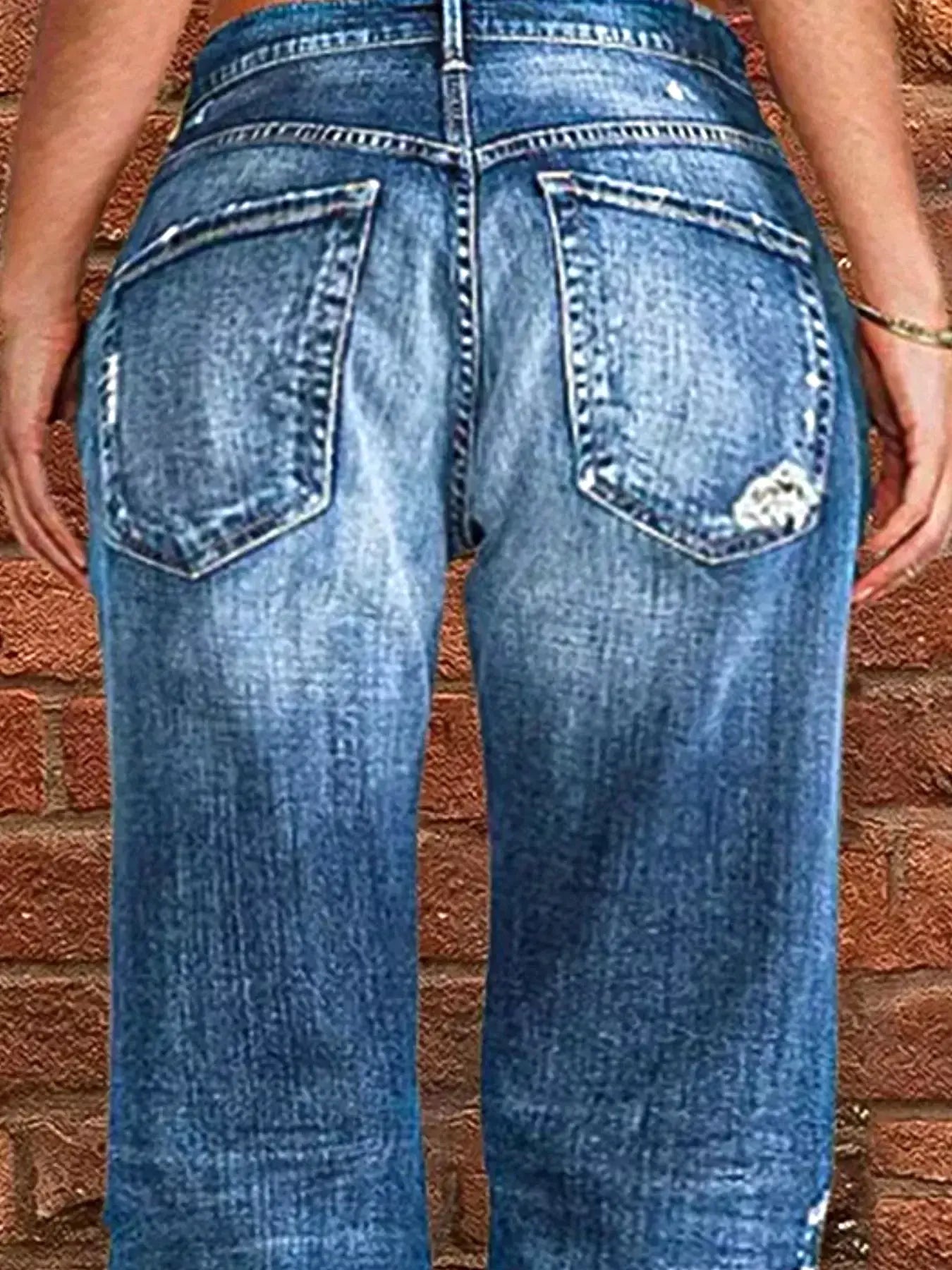 Full Size Distressed Raw Hem Jeans Plus Size -