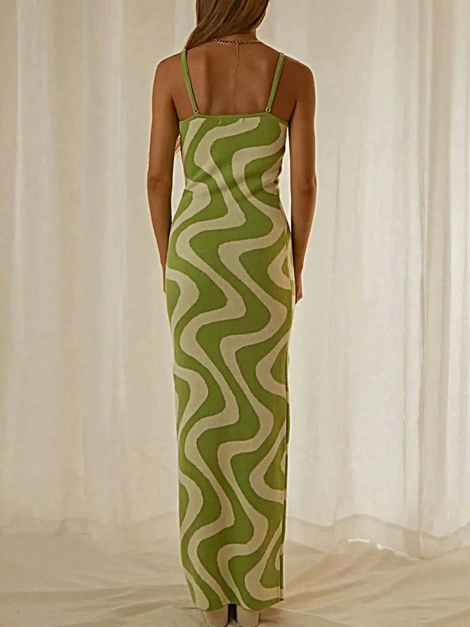 Spaghetti Strap Maxi Sweater Dress - Highly Stretchy, 100% Polyester, Machine Washable -