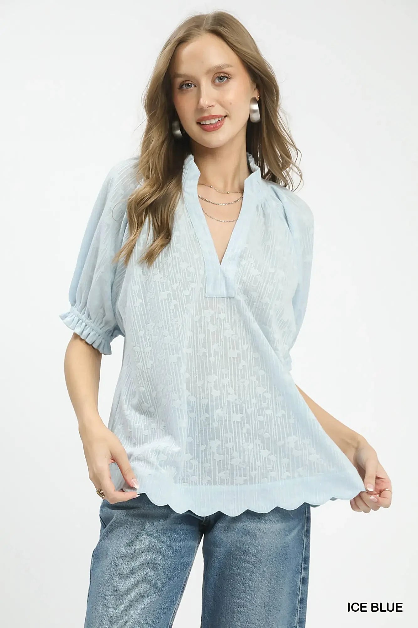 Umgee Textured Pintuck Blouse -