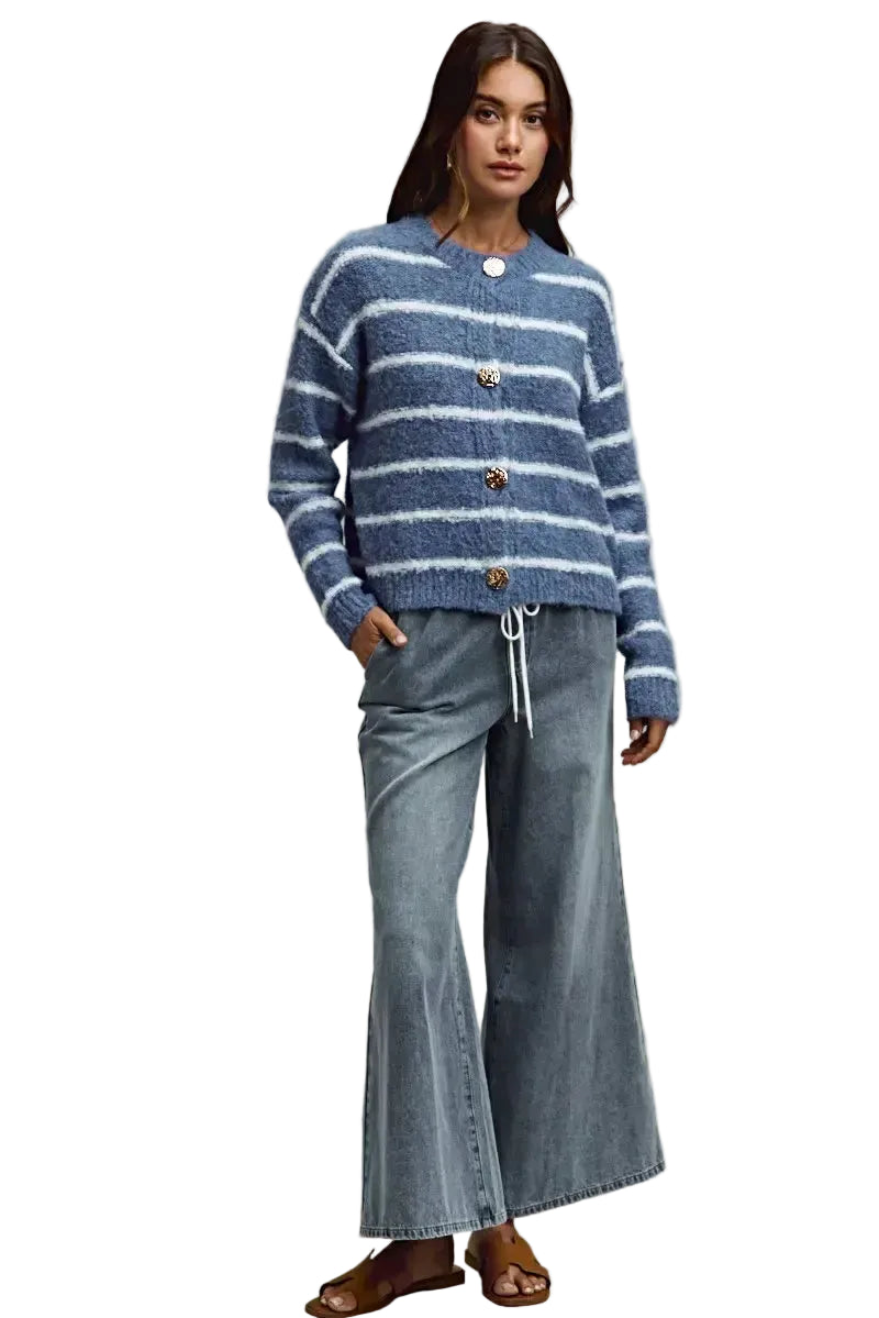 SO ME Mid Rise Elastic Waist Flare Denim Jeans -