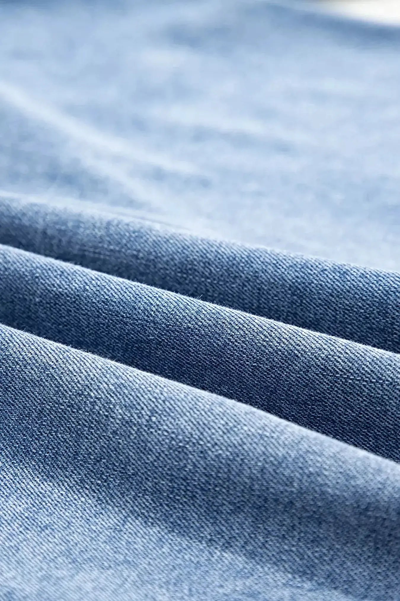 Puff Half Sleeve Collared Denim Shirt -