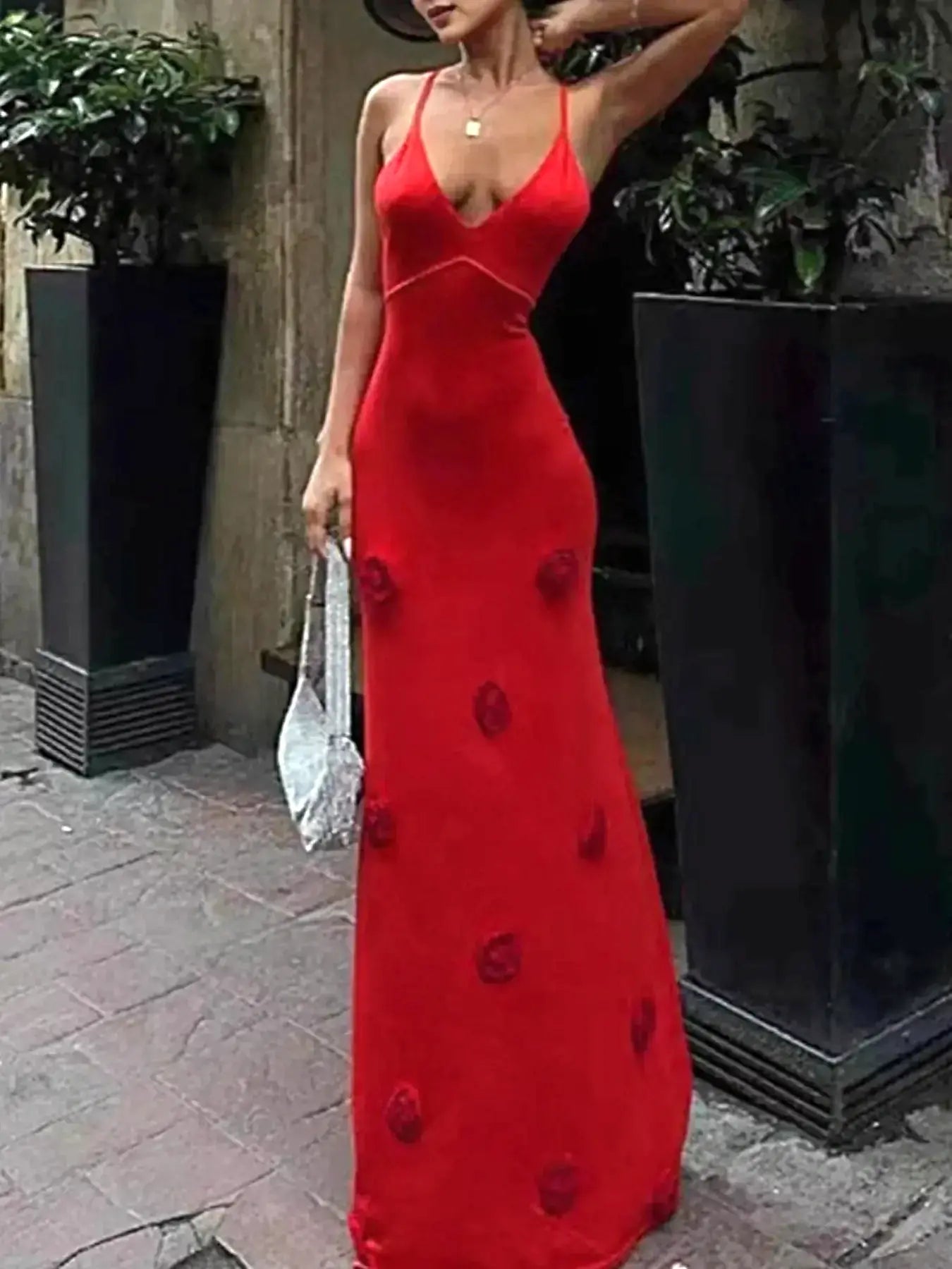 Flower Maxi Sweater Cami Dress -