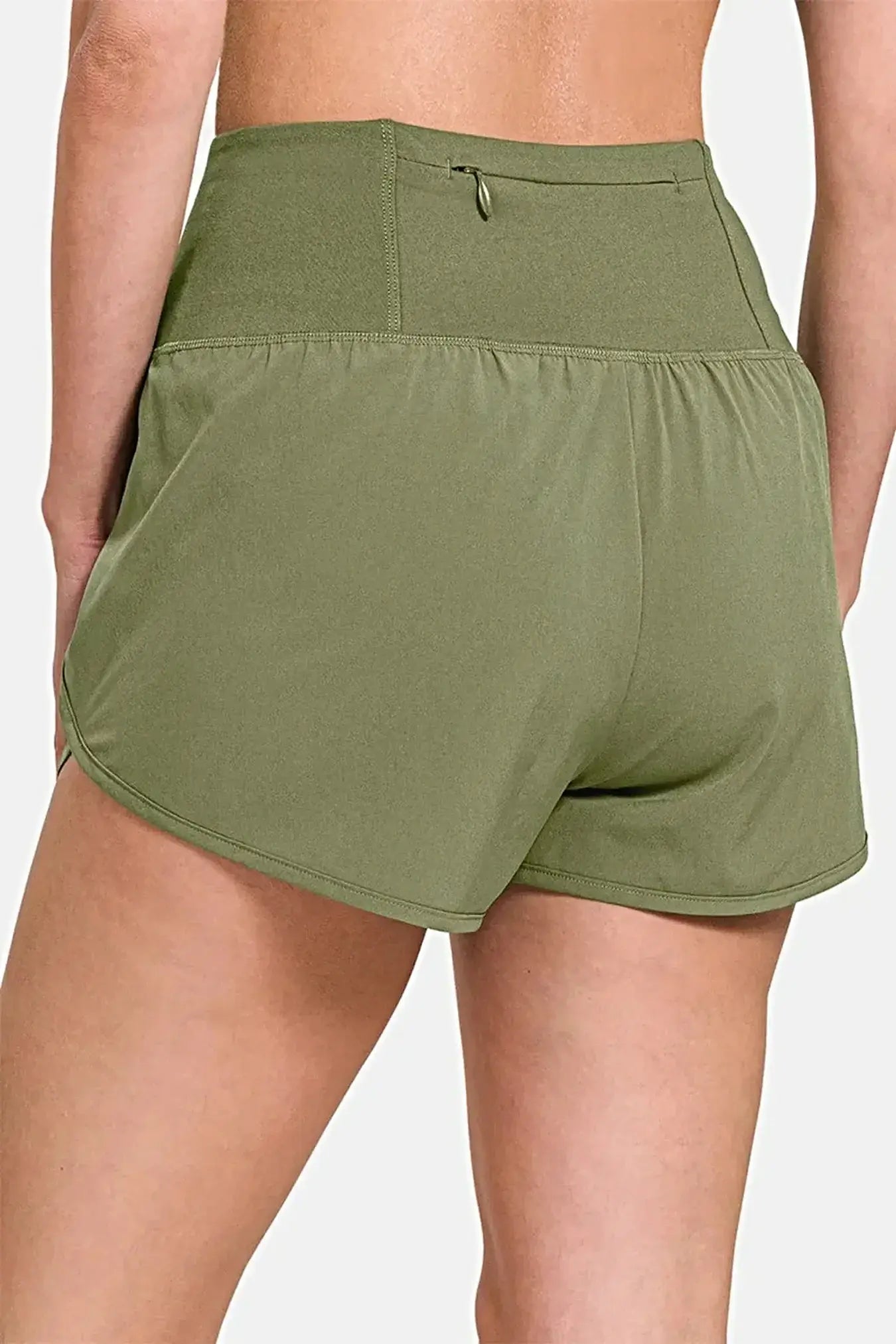 Zenana High-Waisted Zippered Back Pocket Active Shorts -