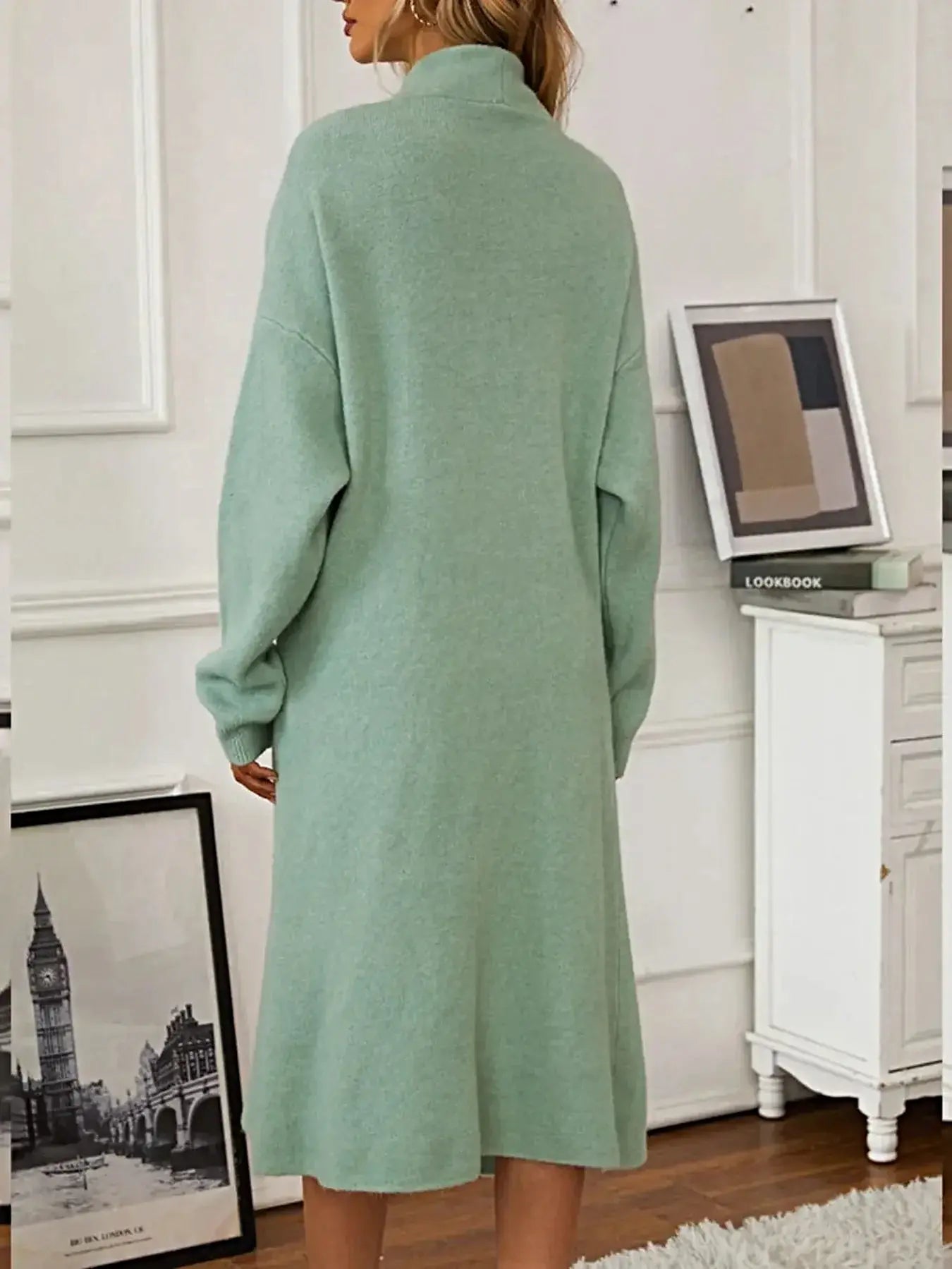 V-Neck Cami Dress and Open Front Cardigan Sweater Set -
