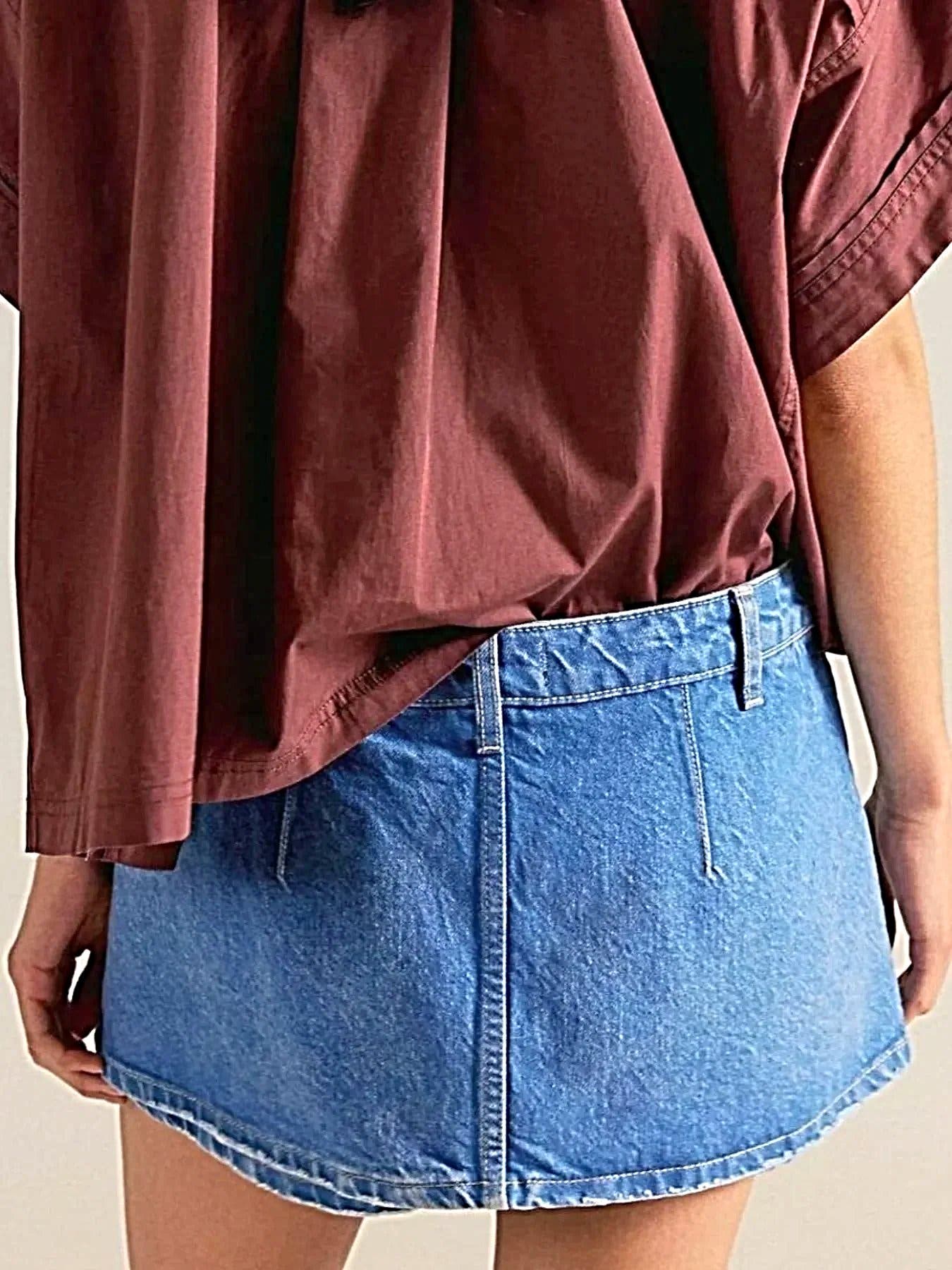 Classic Wash Denim Mini Skort -