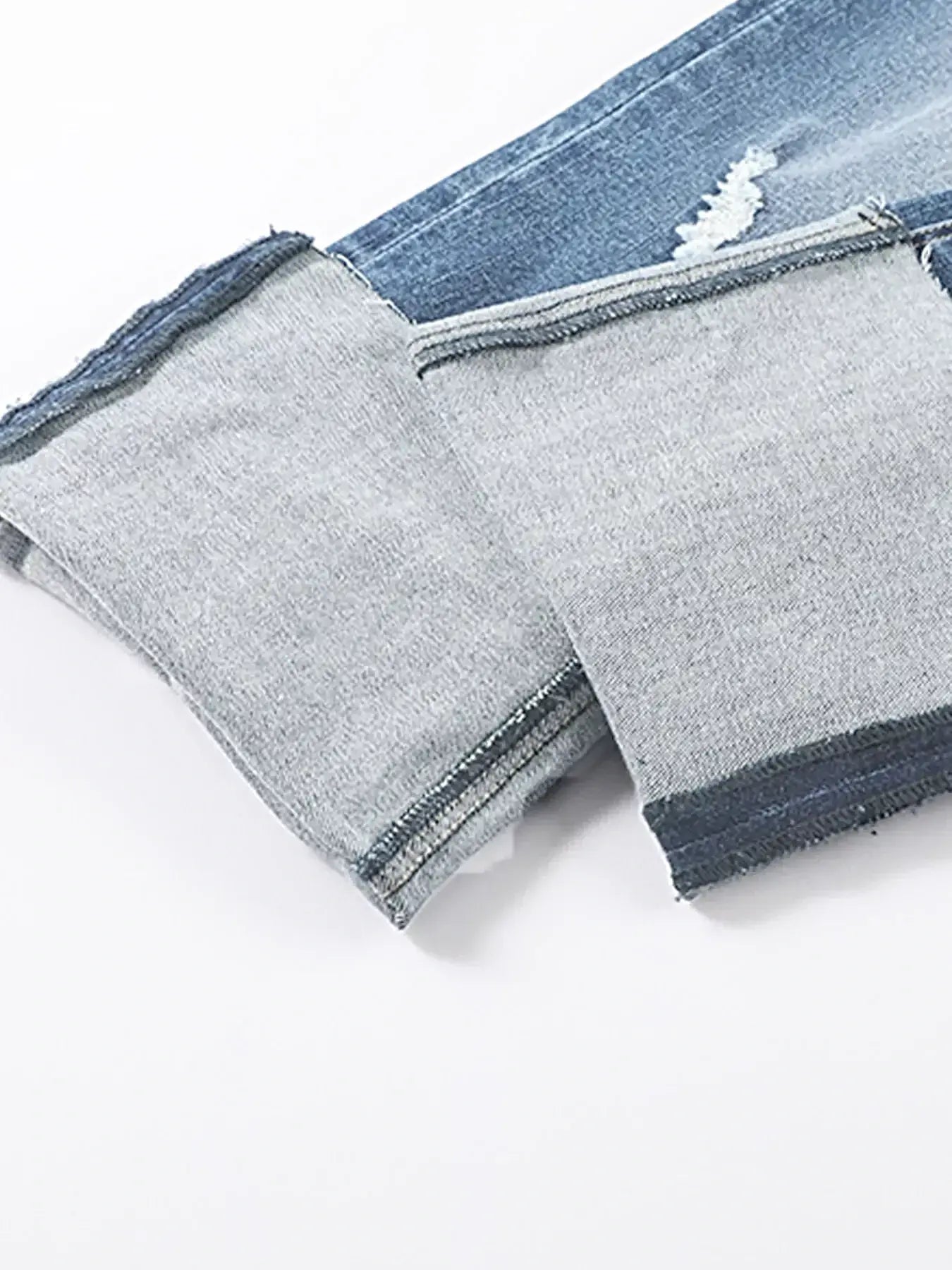 High Waist Distressed Straight Leg Jeans -