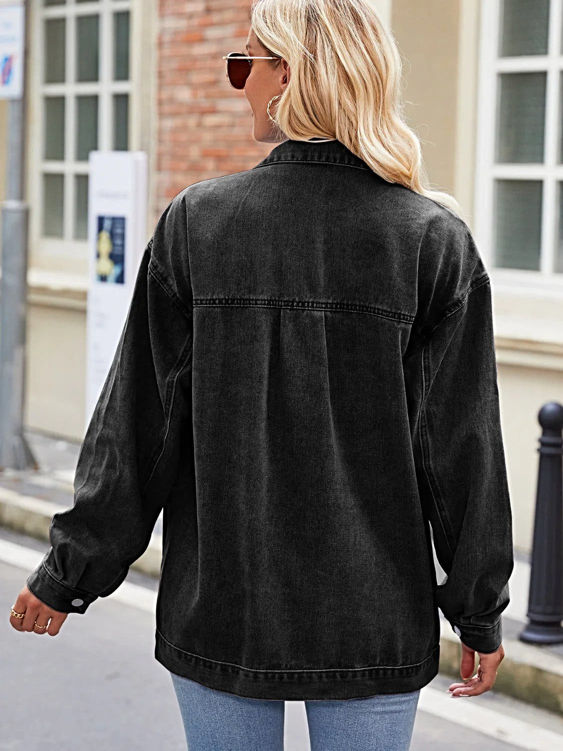 Button Up Denim Jacket with Pockets -