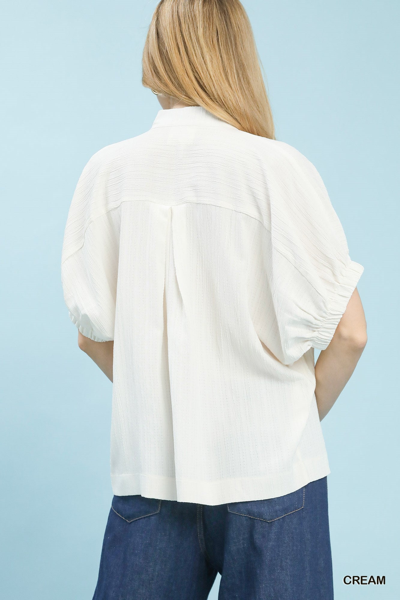 Umgee Textured V-Neck Blouse -