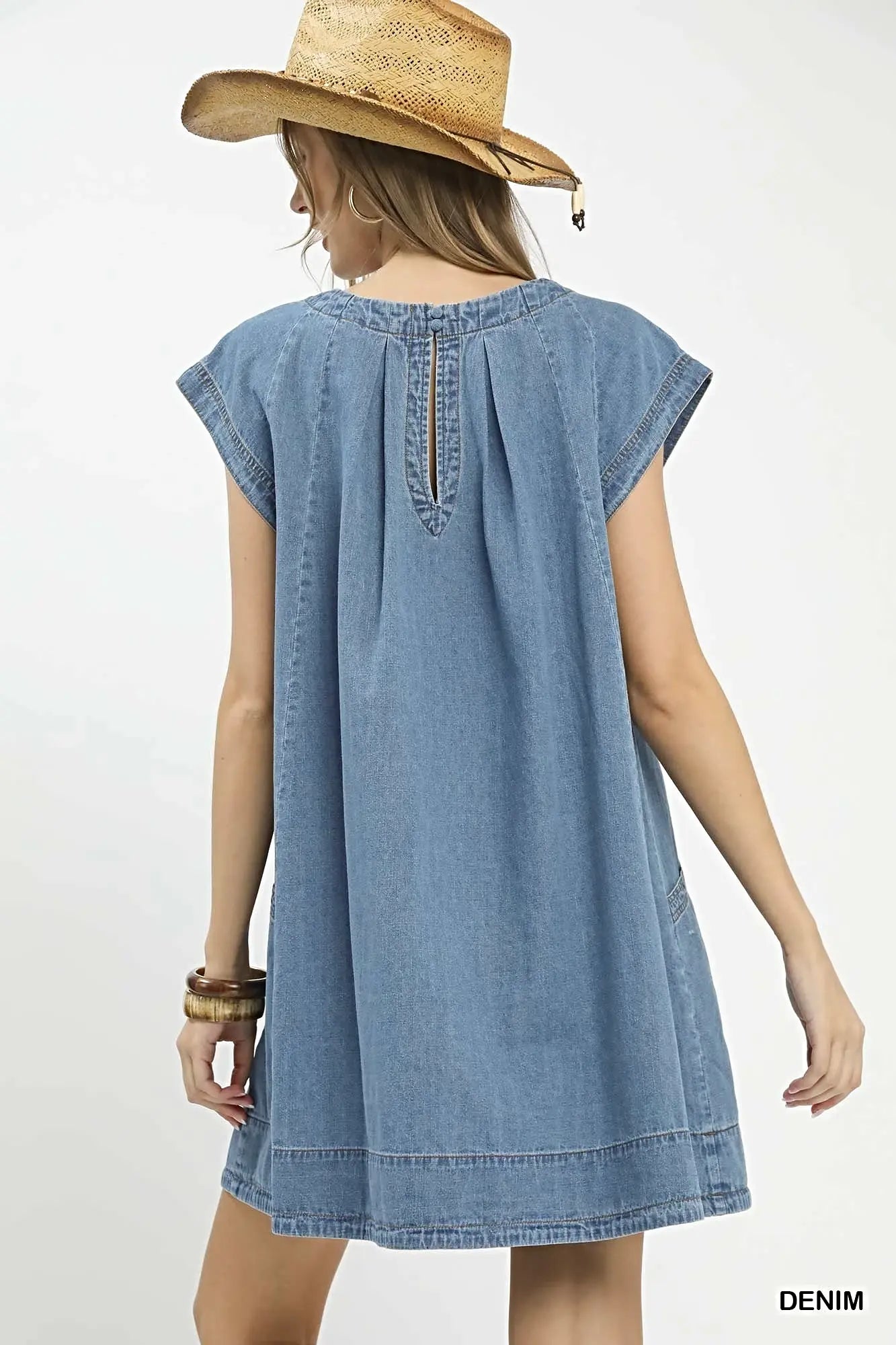 Umgee Stone Washed Denim Mini Dress -
