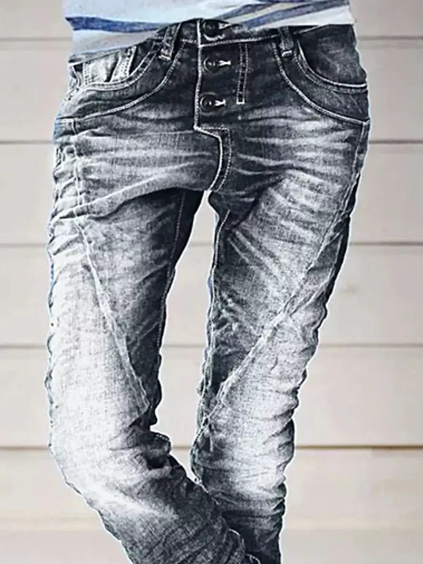 Full Size Washed Button-Fly Jeans Plus Size -