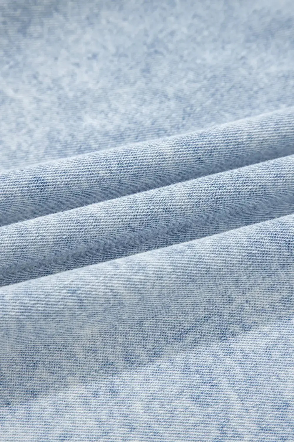 Ruffle Pleated Detail Vintage Washed Denim Top -