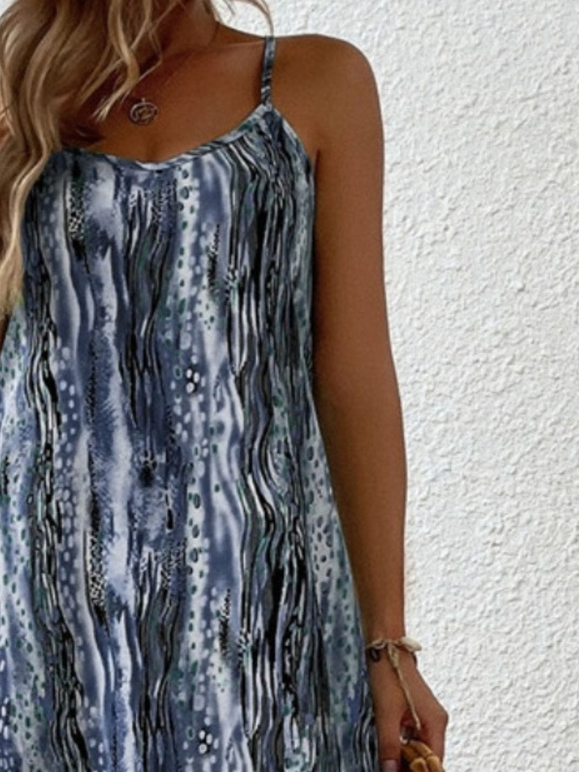 Elegant Printed Maxi Dress with Scoop Neck, Full Size & Opaque Fabric - Trendsi Trendsi