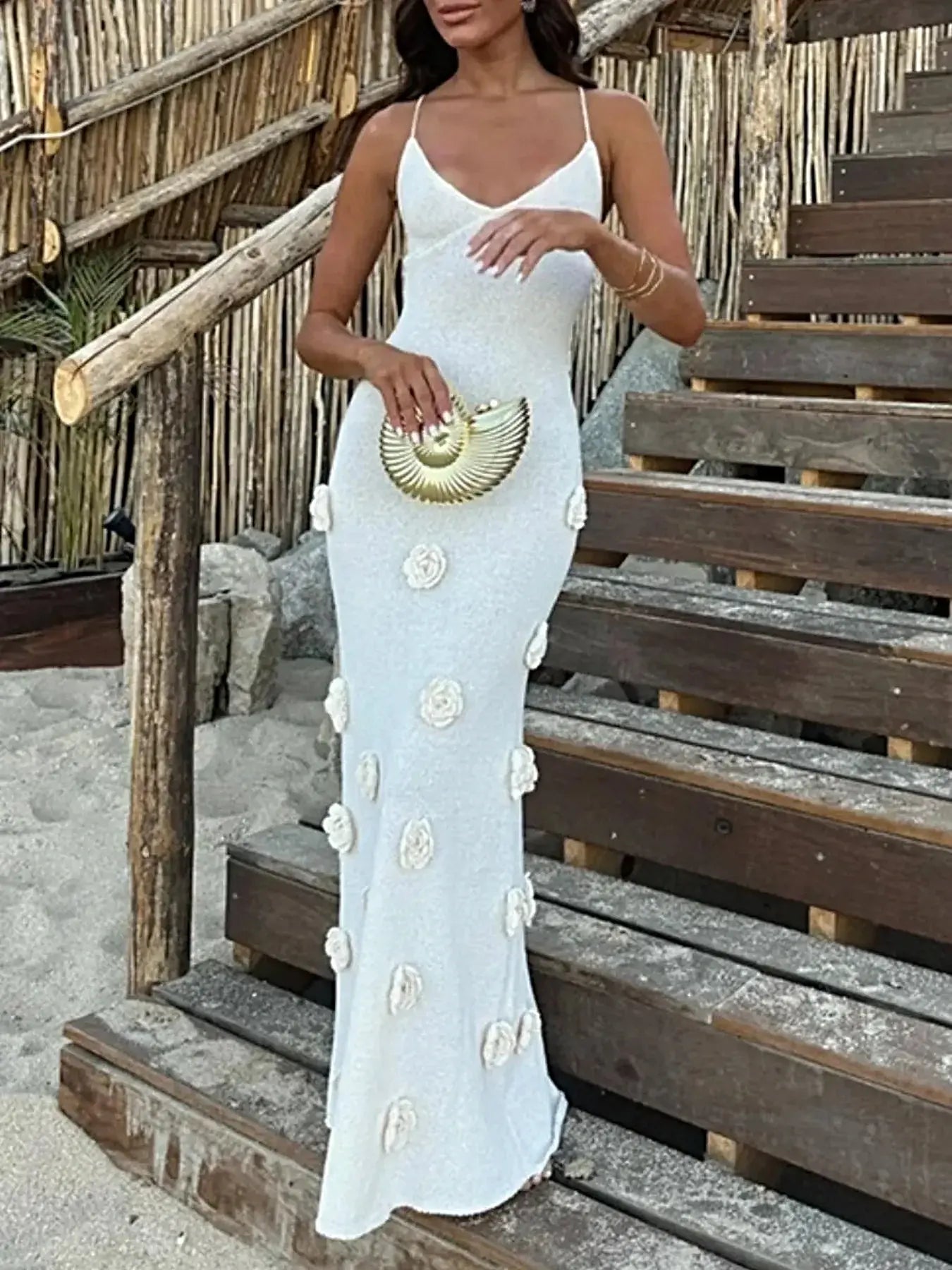 Flower Maxi Sweater Cami Dress -