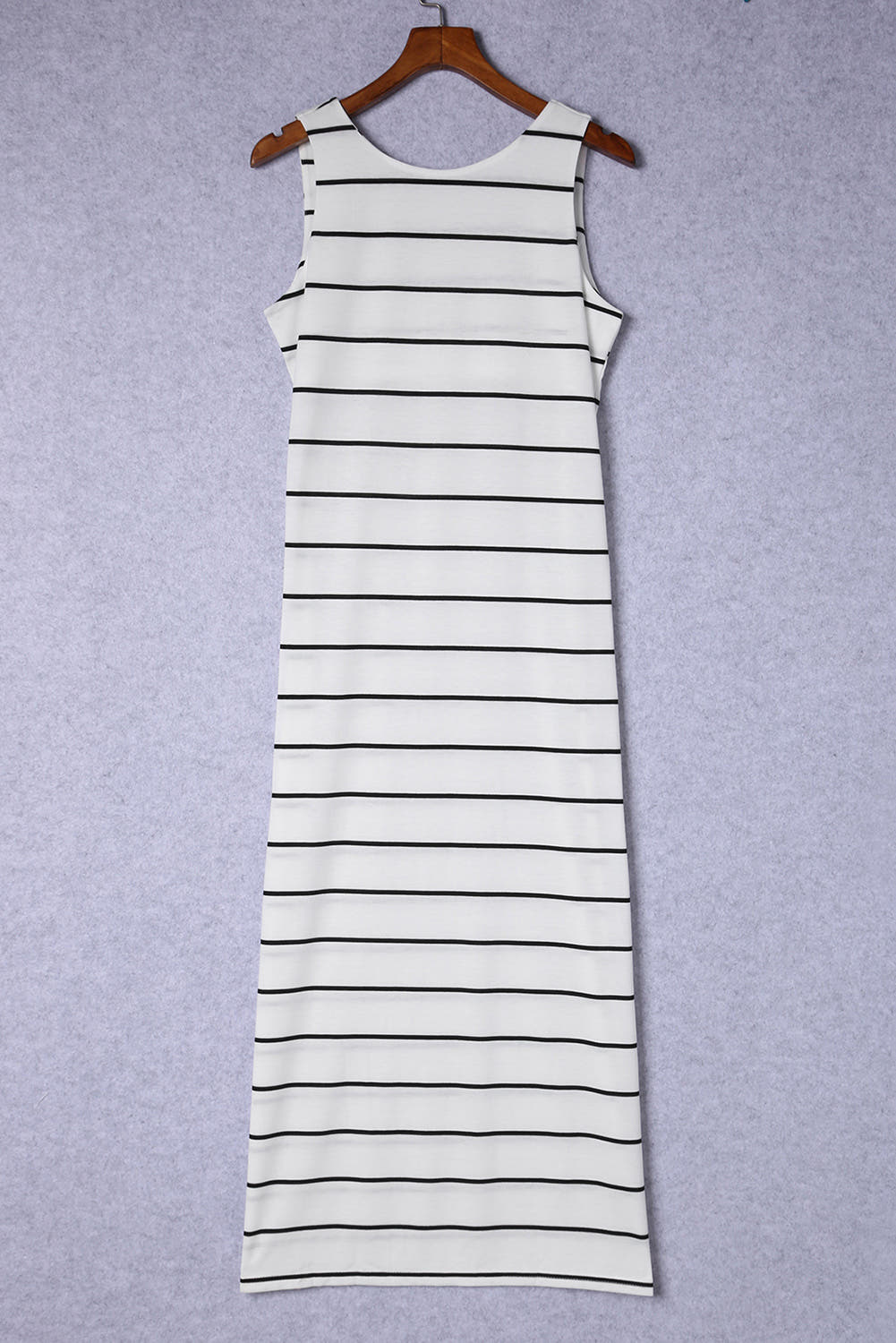 Striped Slit Sleeveless Maxi Dress Trendsi