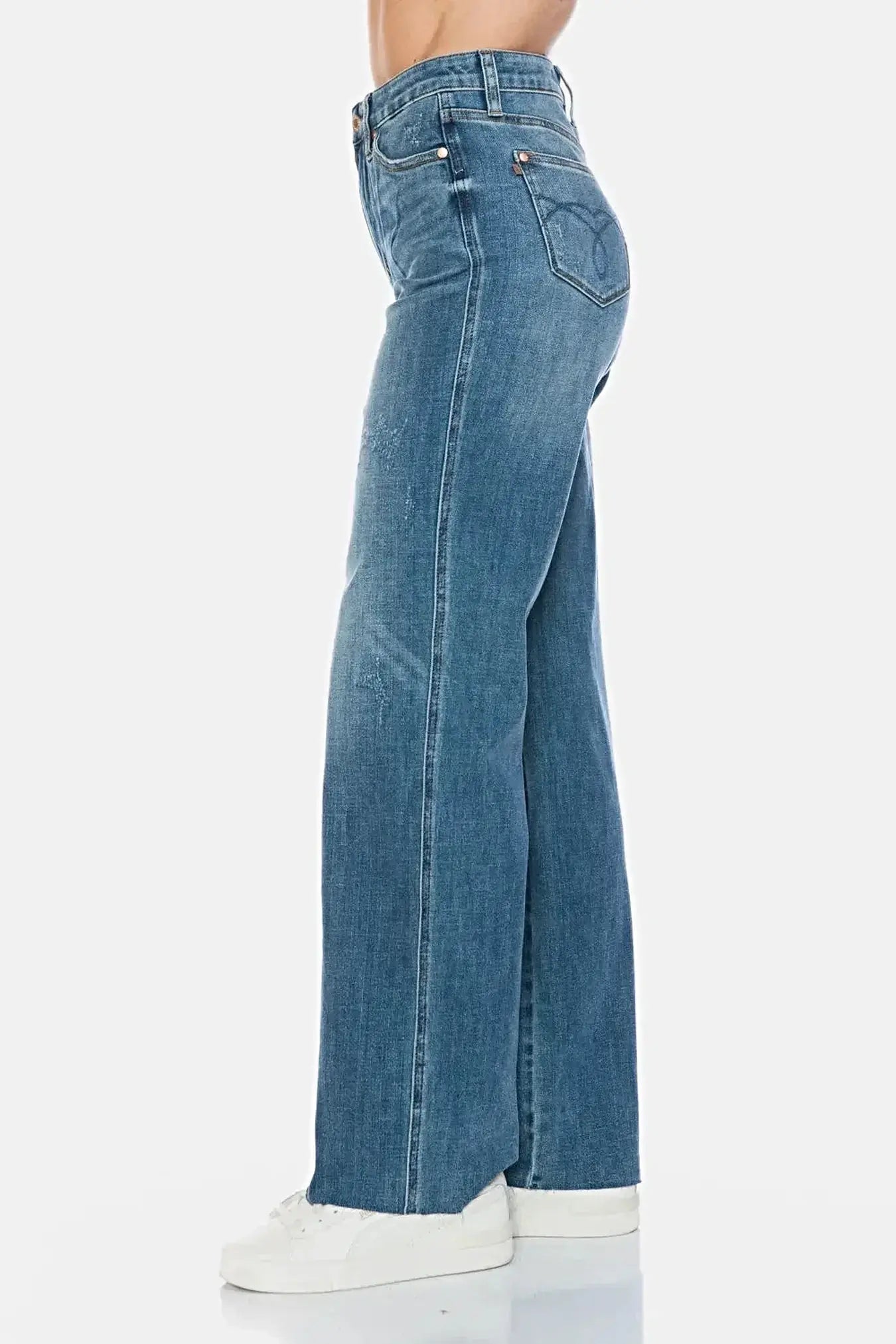 Judy Blue Full Size Tummy Control Cut Raw Hem Straight Jeans -