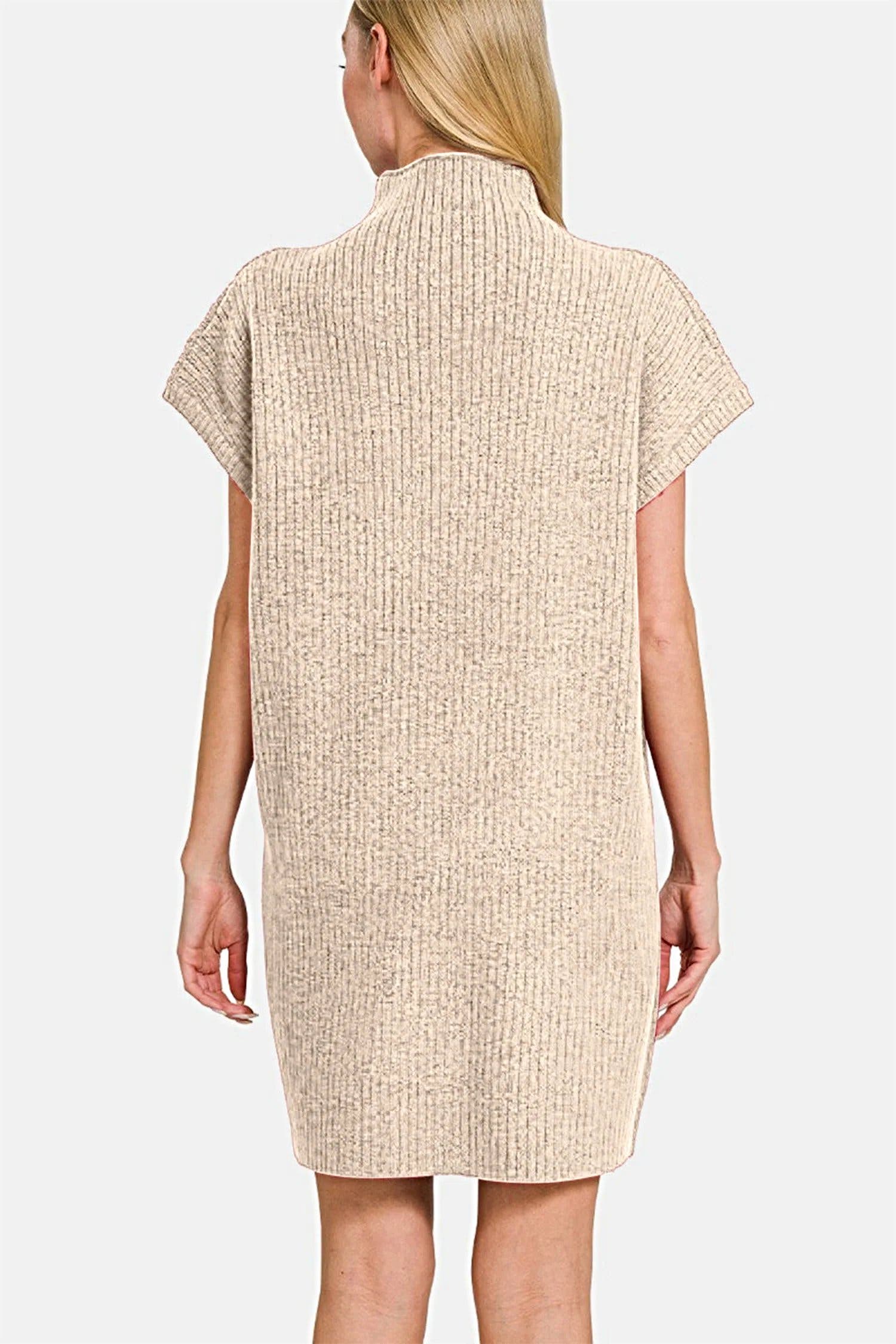 Zenana Short Sleeve Sweater Mini Dress -