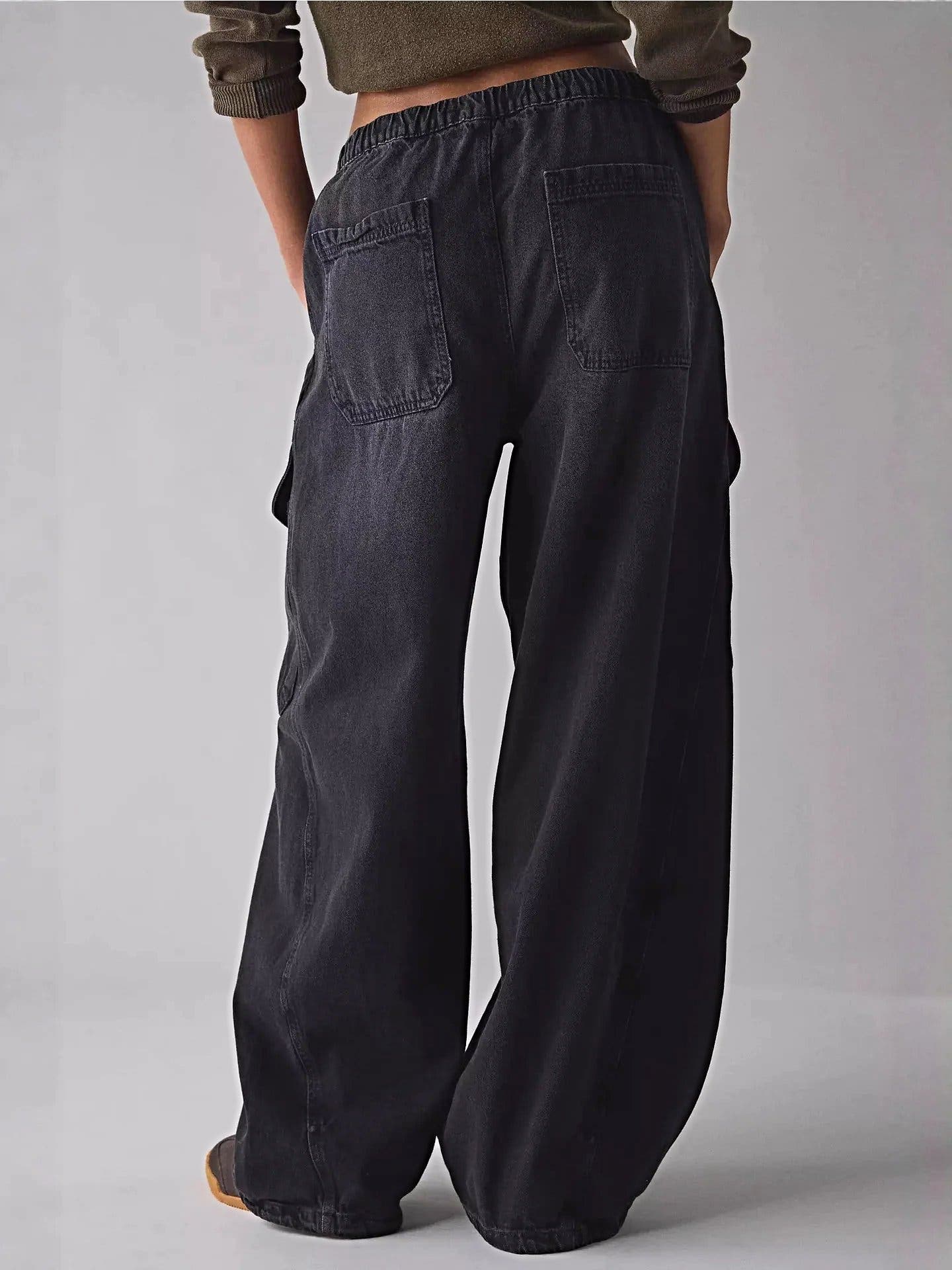 Drawstring Waist Cargo Jeans -