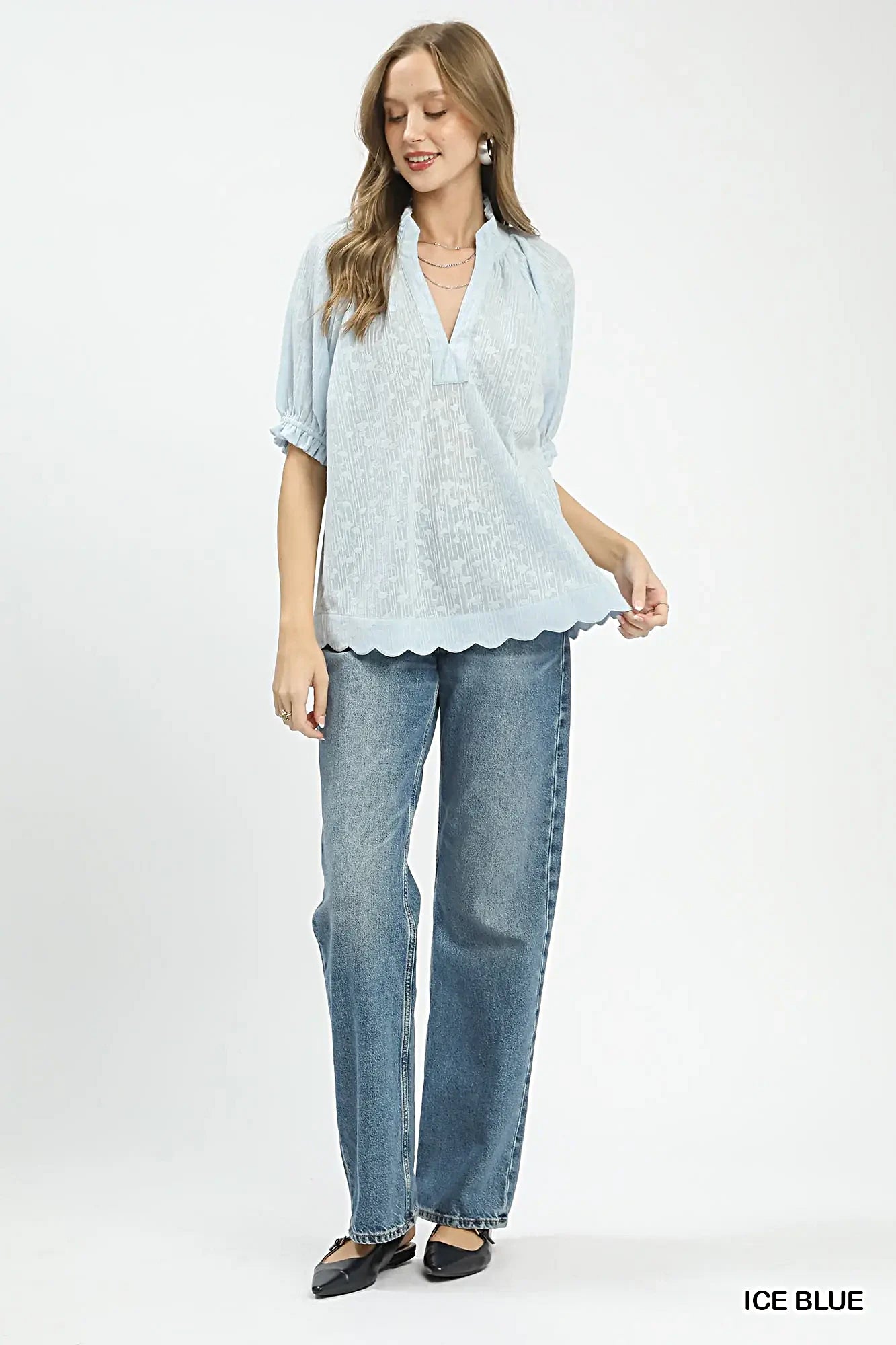 Umgee Textured Pintuck Blouse -