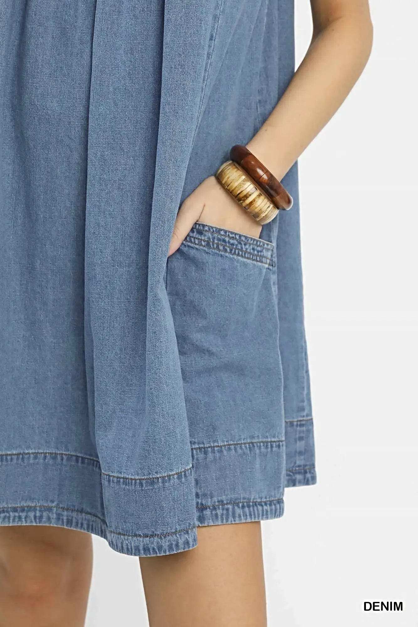 Umgee Stone Washed Denim Mini Dress -