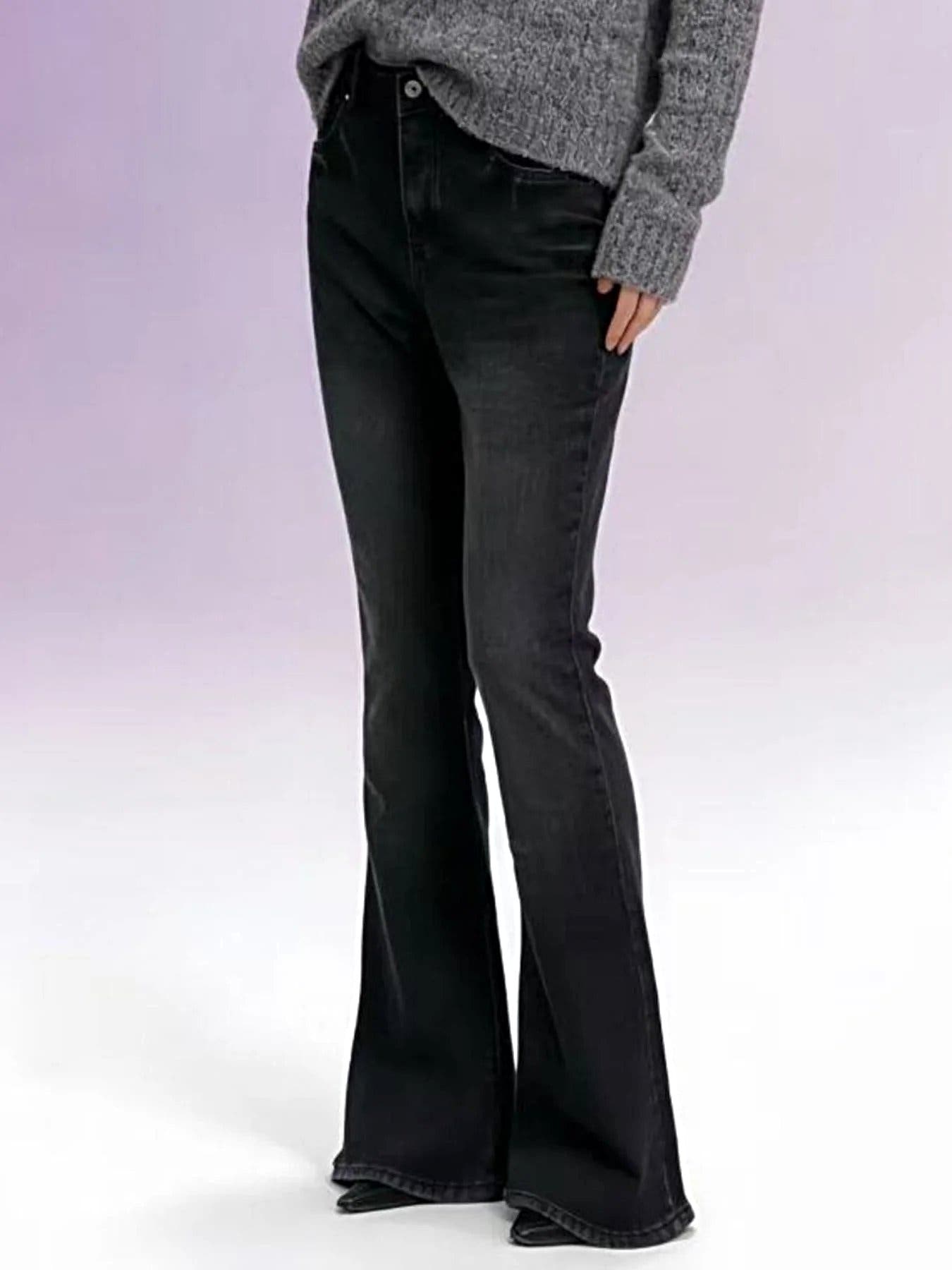 Full Size Vintage Wash High-Waisted Flare Jeans Plus Size -
