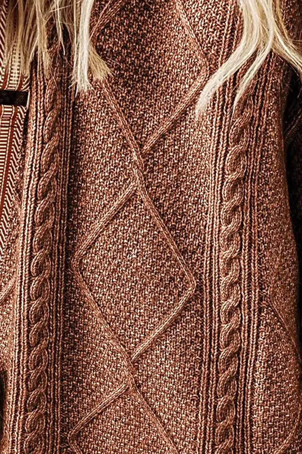 Cable-Knit Round Neck Sweater Dress -