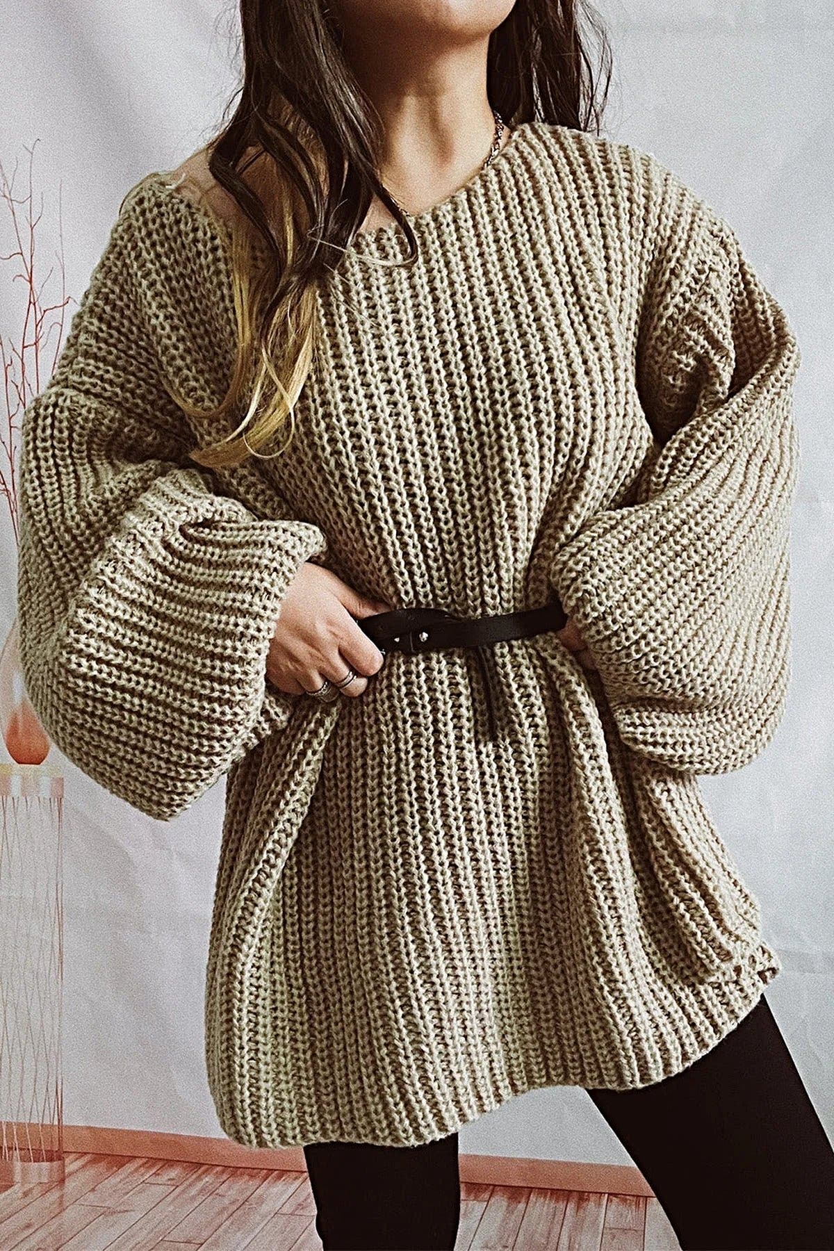 Boat Neck Dropped Shoulder Mini Sweater Dress -