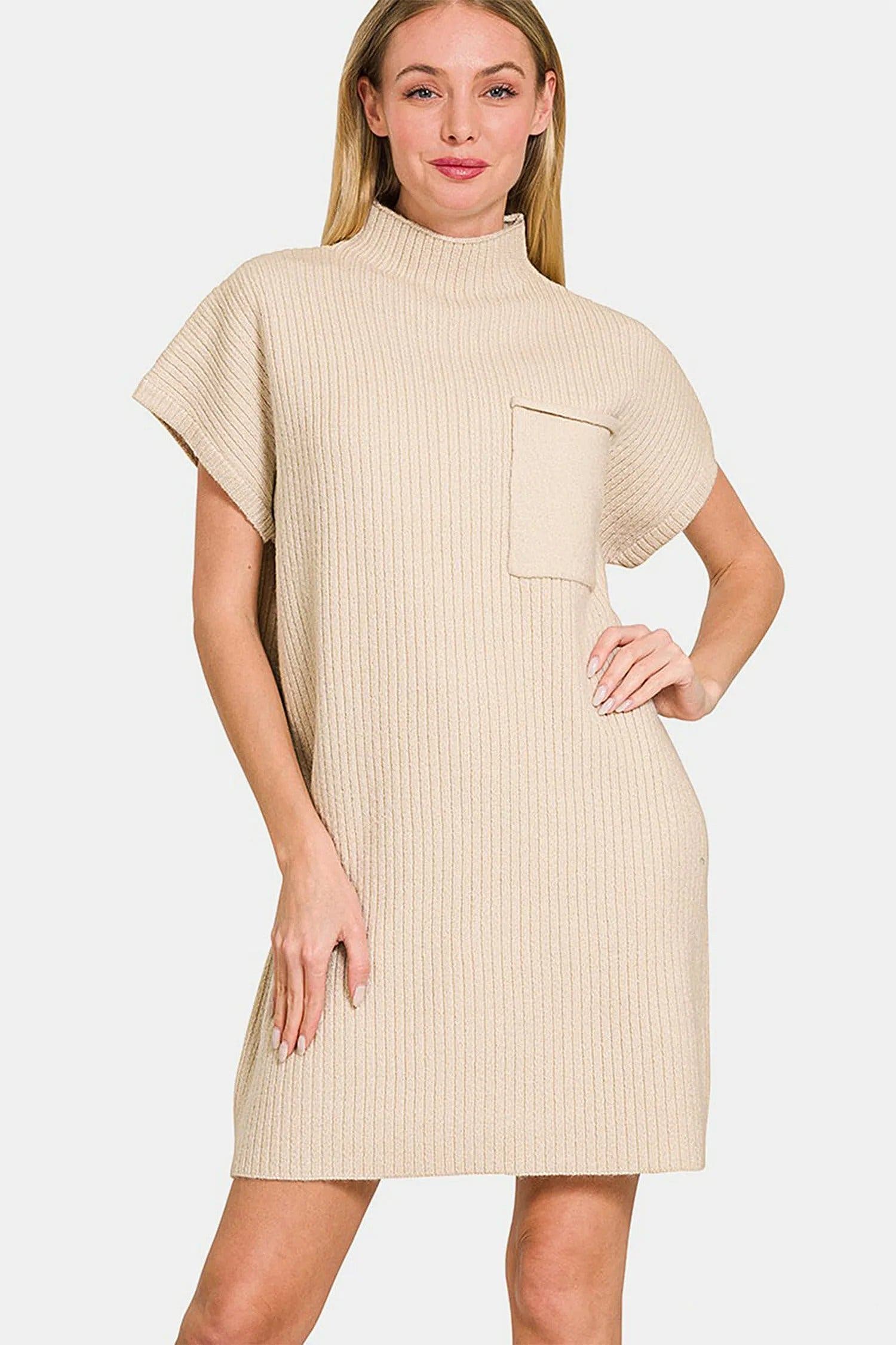 Zenana Short Sleeve Sweater Mini Dress -